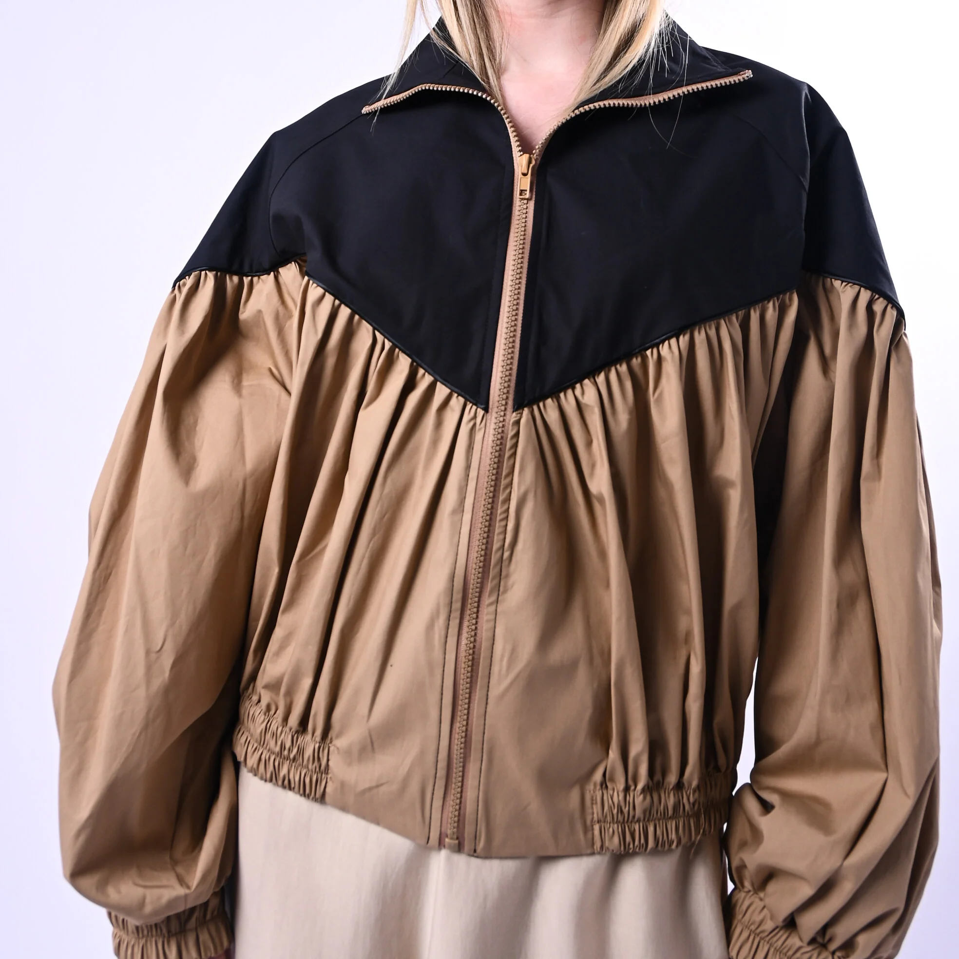 TENSIONE IN - BOMBER BICOLORE IN COTONE ART. 38967/N - NERO/BEIGE - Image 5