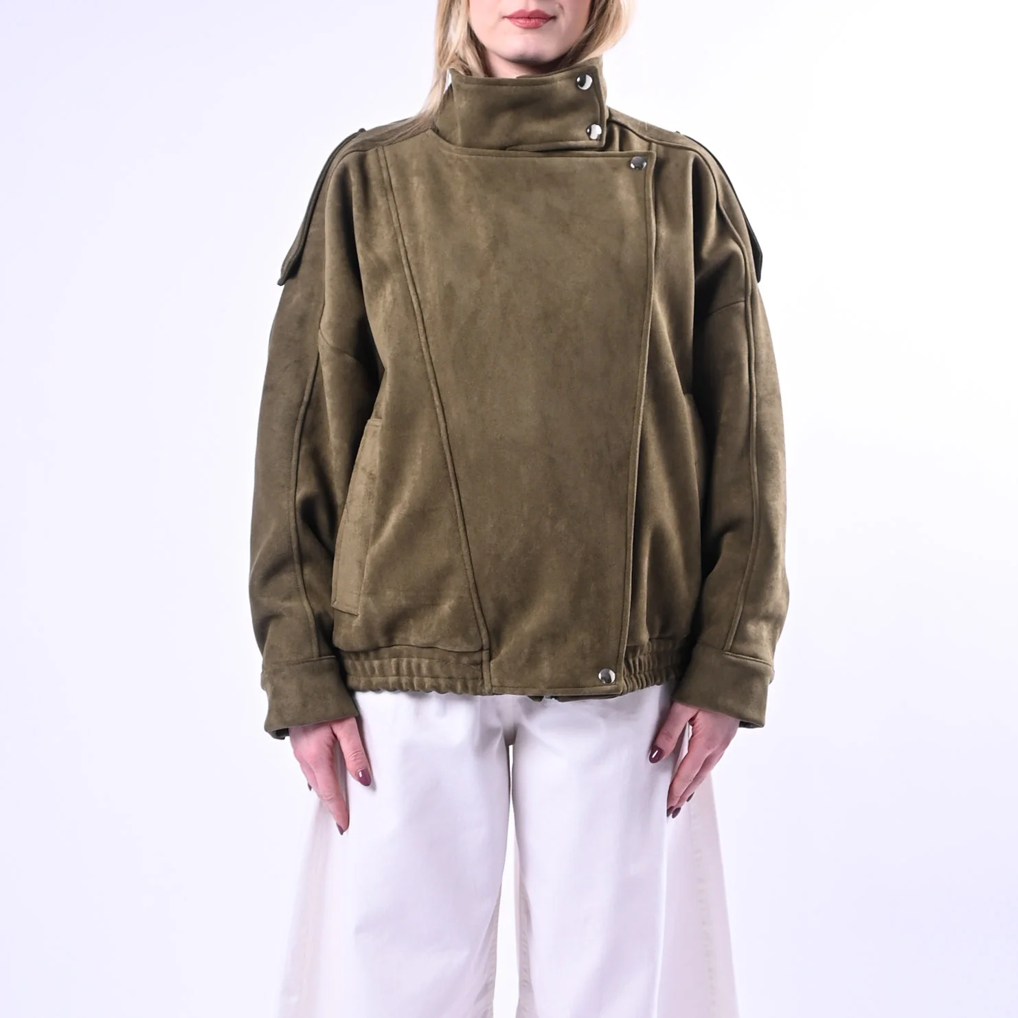 TENSIONE IN  - BOMBER COLLO ALTO ECO SUEDE ART.260096 - MILITARE - Image 2