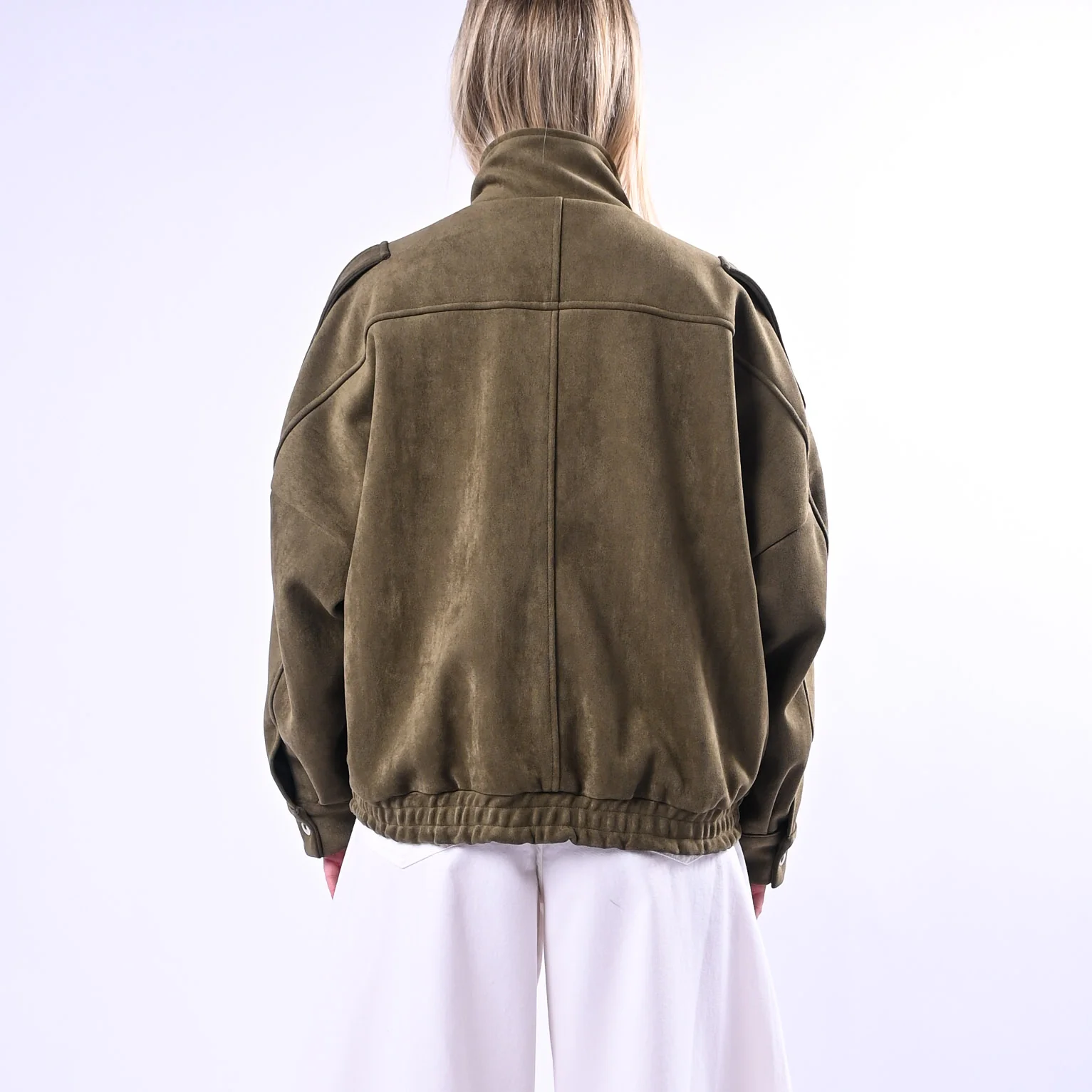 TENSIONE IN  - BOMBER COLLO ALTO ECO SUEDE ART.260096 - MILITARE - Image 4