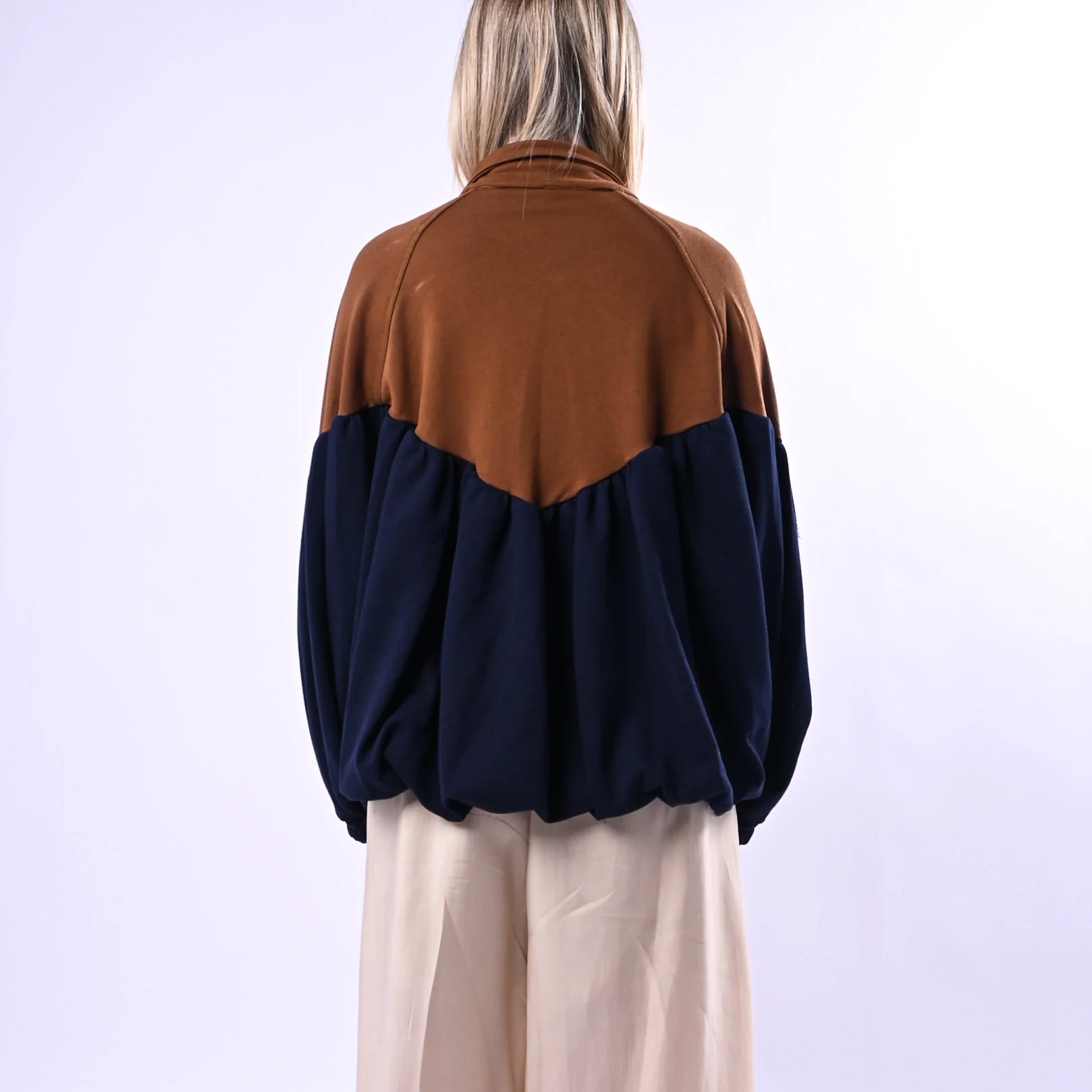 TENSIONE IN - BOMBER IN FELPA BICOLORE ART.39068/TB - TABACCO/BLU - Image 4
