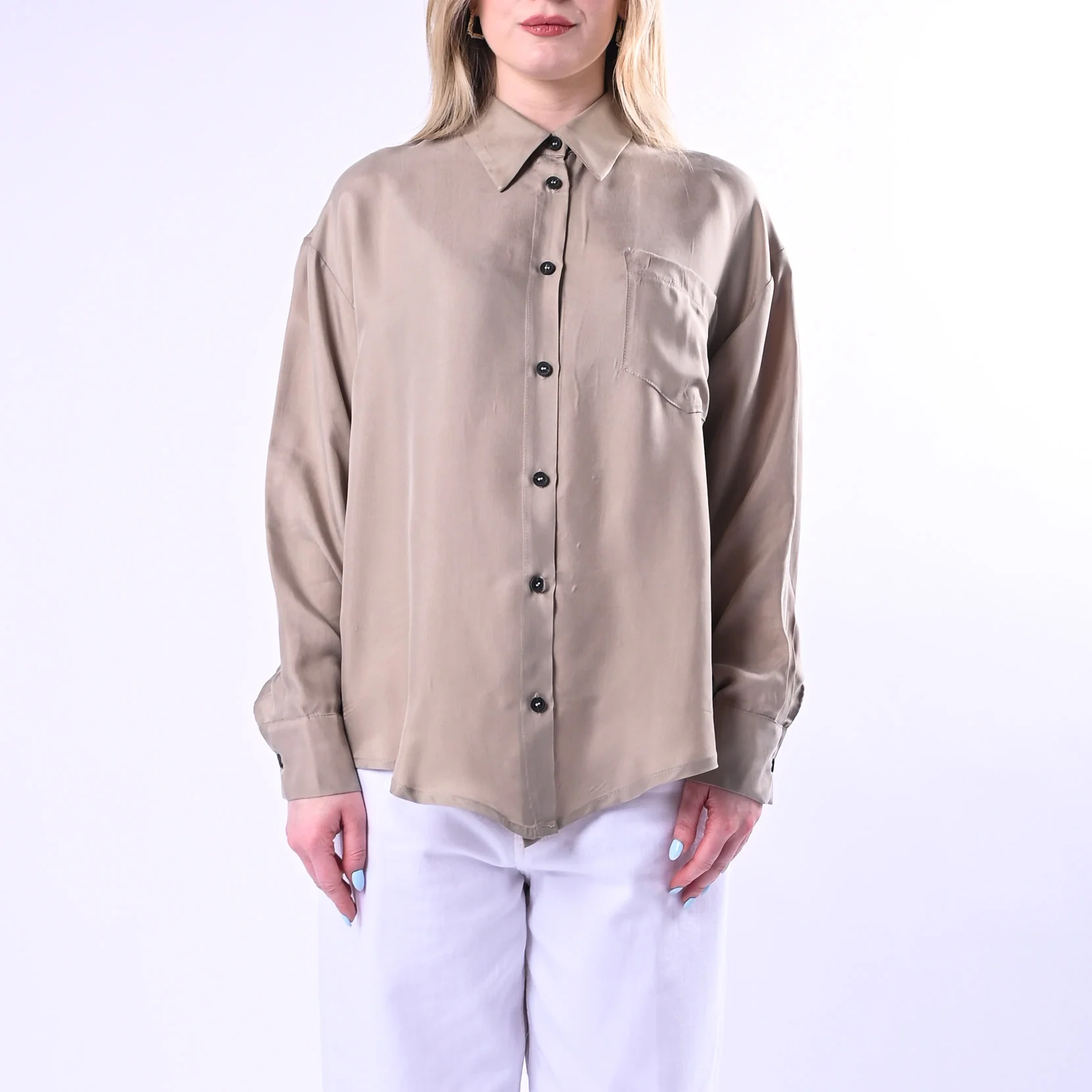 TENSIONE IN - CAMICIA FLUIDA IN CUPRO ART.26C4727/B - BEIGE - Image 2