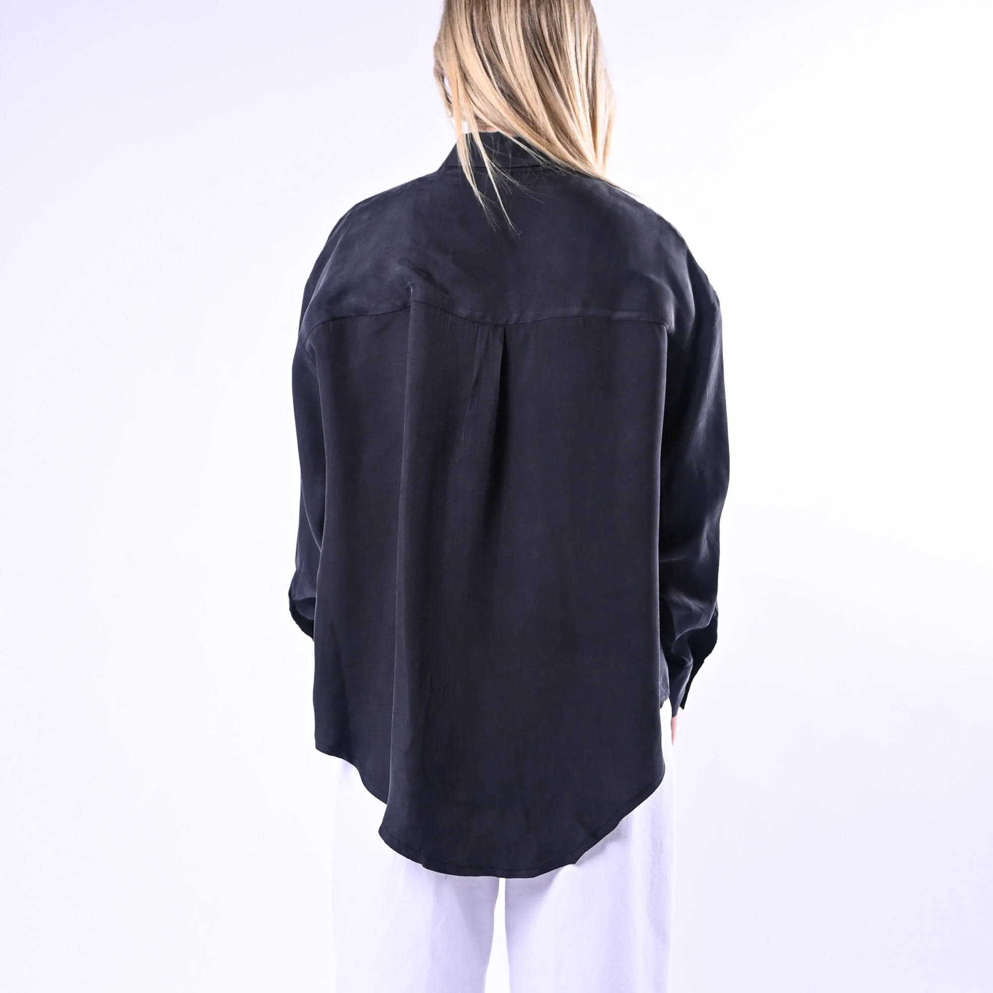 TENSIONE IN - CAMICIA FLUIDA IN CUPRO ART.26C4727/N - NERO - Image 4