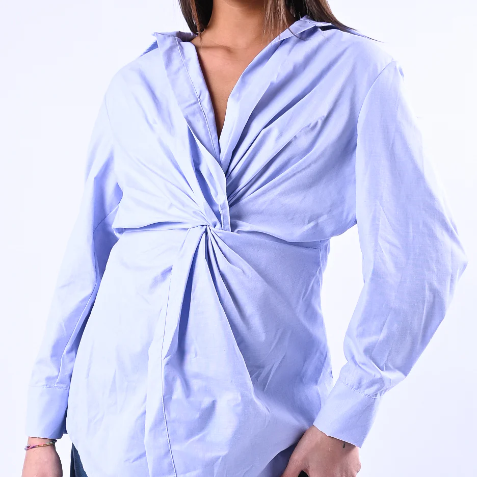 TENSIONE IN - CAMICIA INCROCIATA CON NODO ART.260046 - CELESTE - Image 5