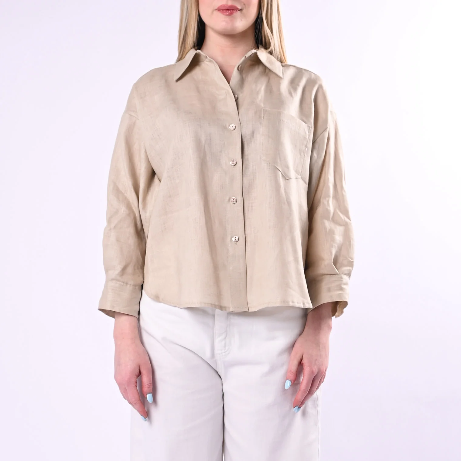 TENSIONE IN - CAMICIA OVER IN LINO ART. S26CE16/S - SABBIA - Image 2