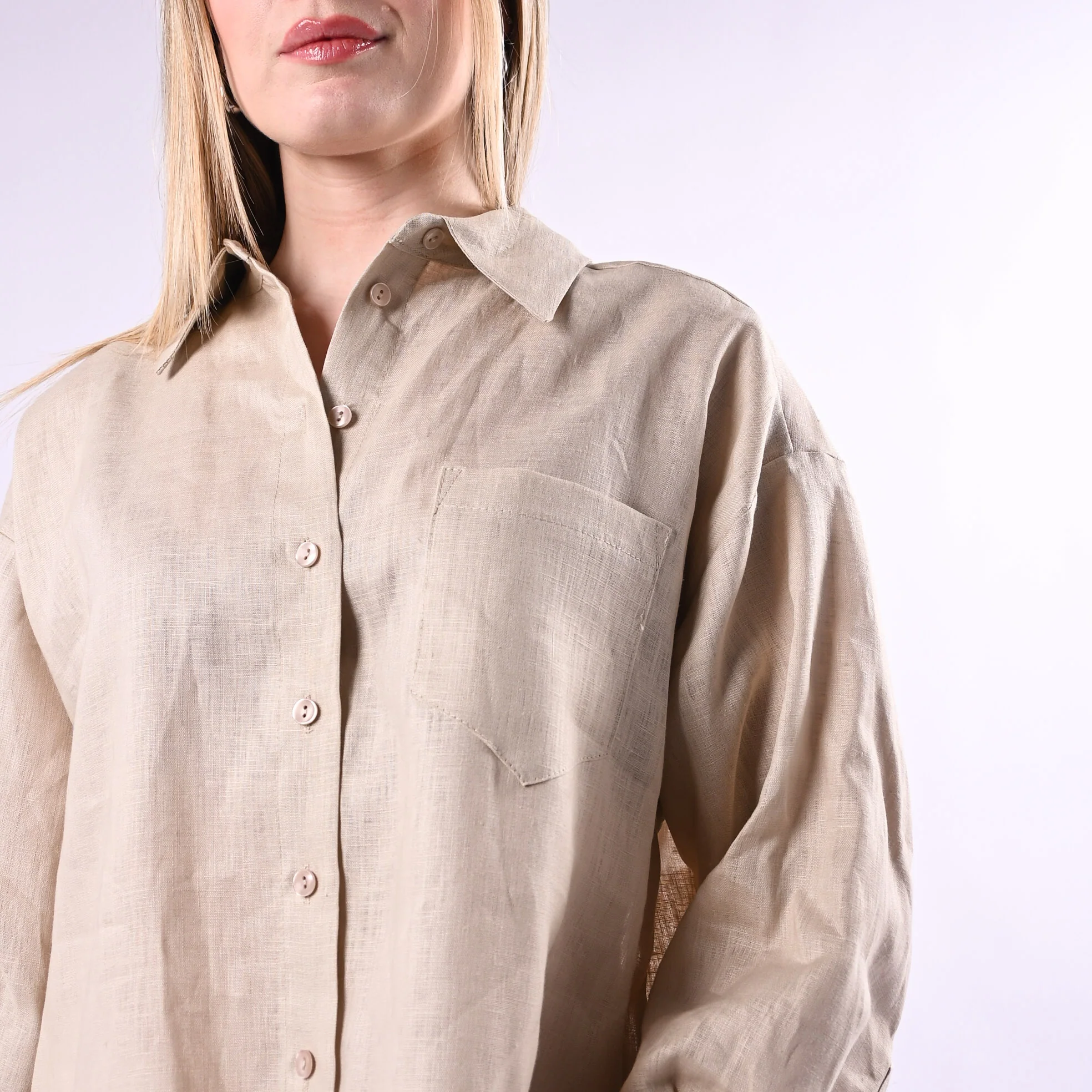 TENSIONE IN - CAMICIA OVER IN LINO ART. S26CE16/S - SABBIA - Image 4