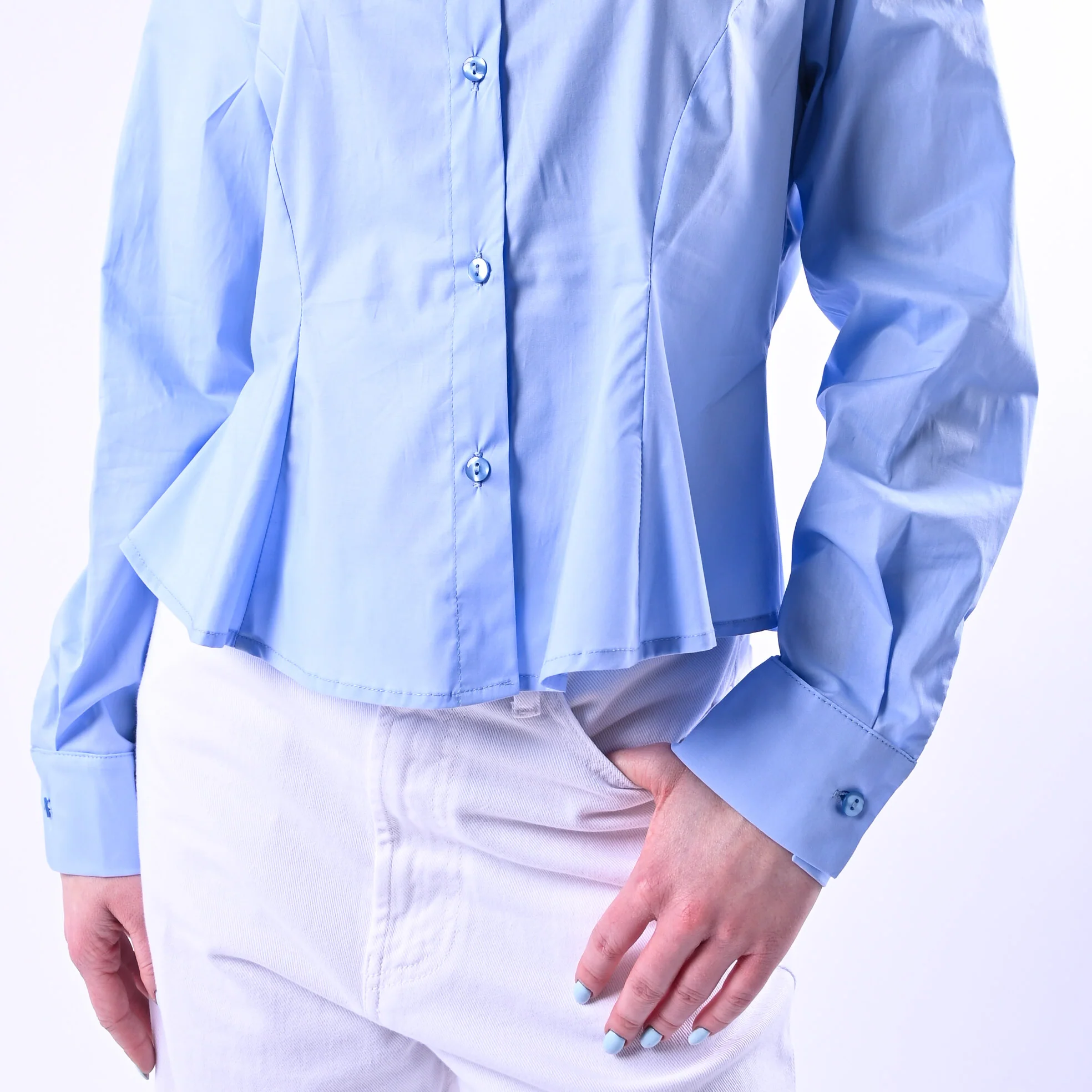 TENSIONE IN - CAMICIA POPELINE CON SPALLINE ART.S26C4503/C - CELESTE - Image 5