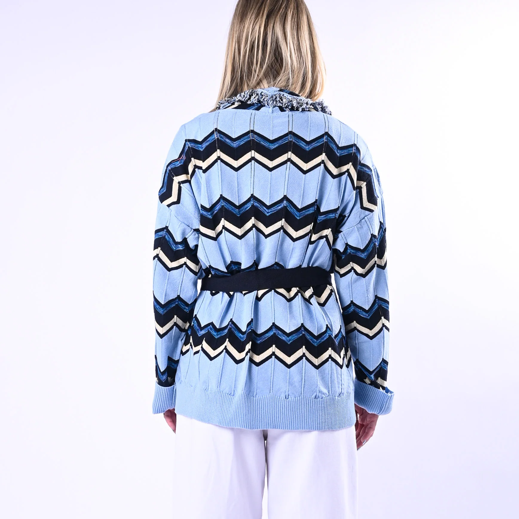 TENSIONE IN - CARDIGAN ETNICO ZIG ZAG ART.119W671/C - CELESTE - Image 4