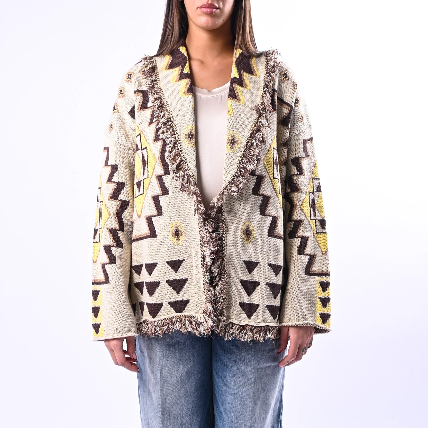 TENSIONE IN - CARDIGAN MICOL ETNICO ART.G22A414 - GIALLO - Image 2