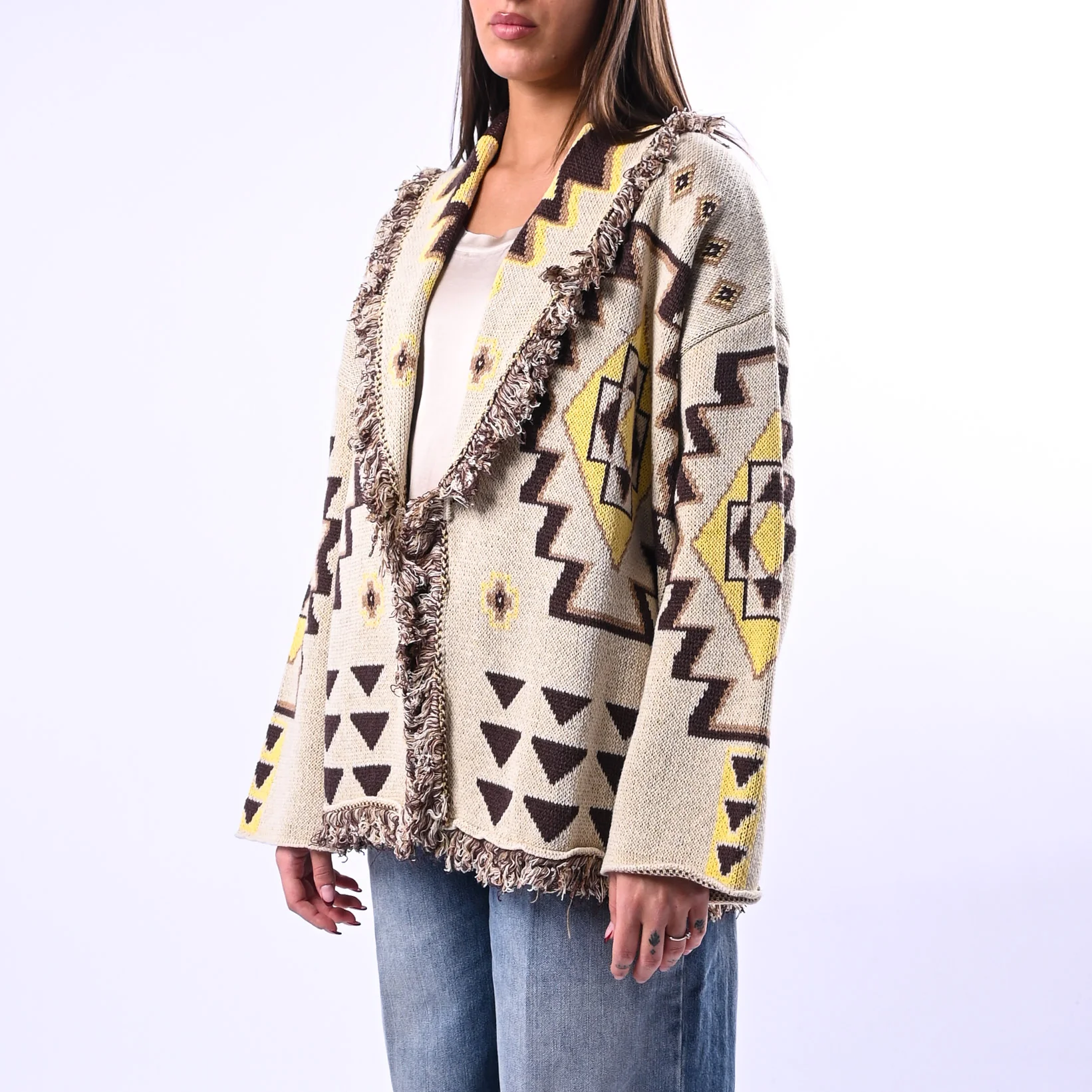 TENSIONE IN - CARDIGAN MICOL ETNICO ART.G22A414 - GIALLO - Image 3