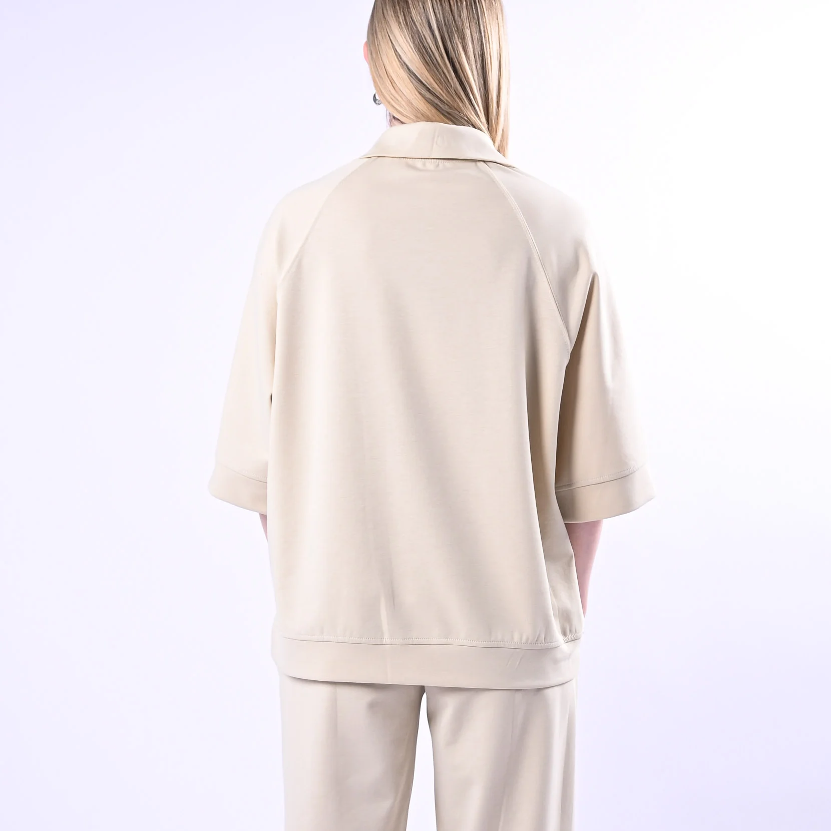 TENSIONE IN - FELPA PUNTO MILANO COLLO ALTO CON ZIP ART.26M4035 - BEIGE - Image 5