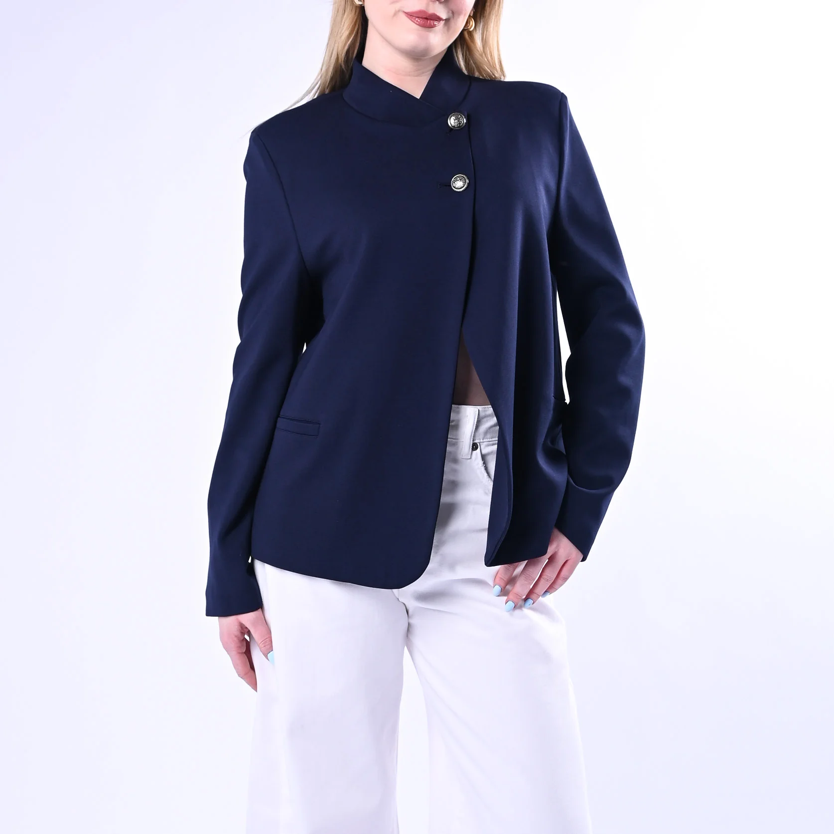 TENSIONE IN - GIACCA PUNTO MILANOP BOTTONI SPOSTATI ART.26B4442/B - BLU