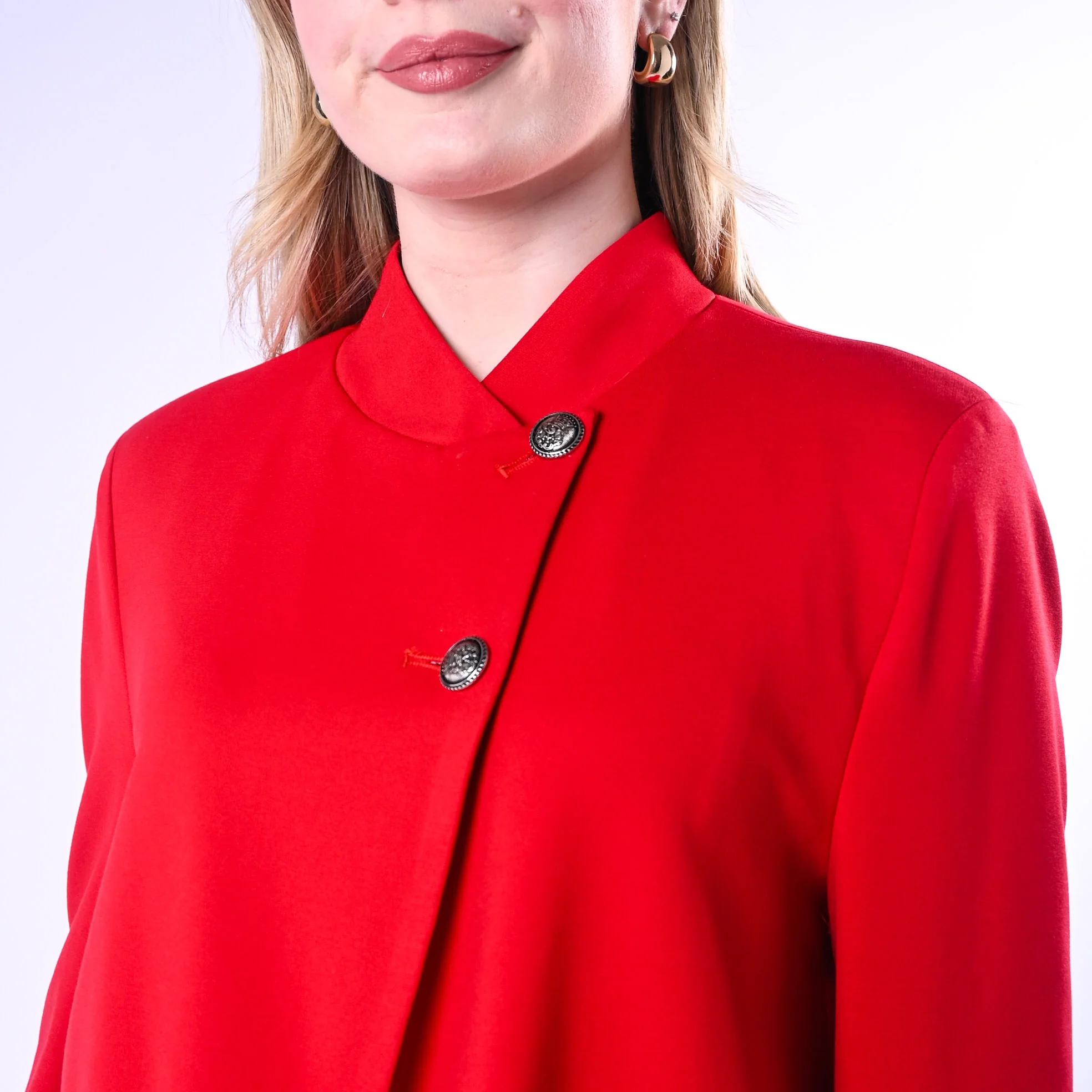 TENSIONE IN - GIACCA PUNTO MILANOP BOTTONI SPOSTATI ART.26B4442/R - ROSSO
