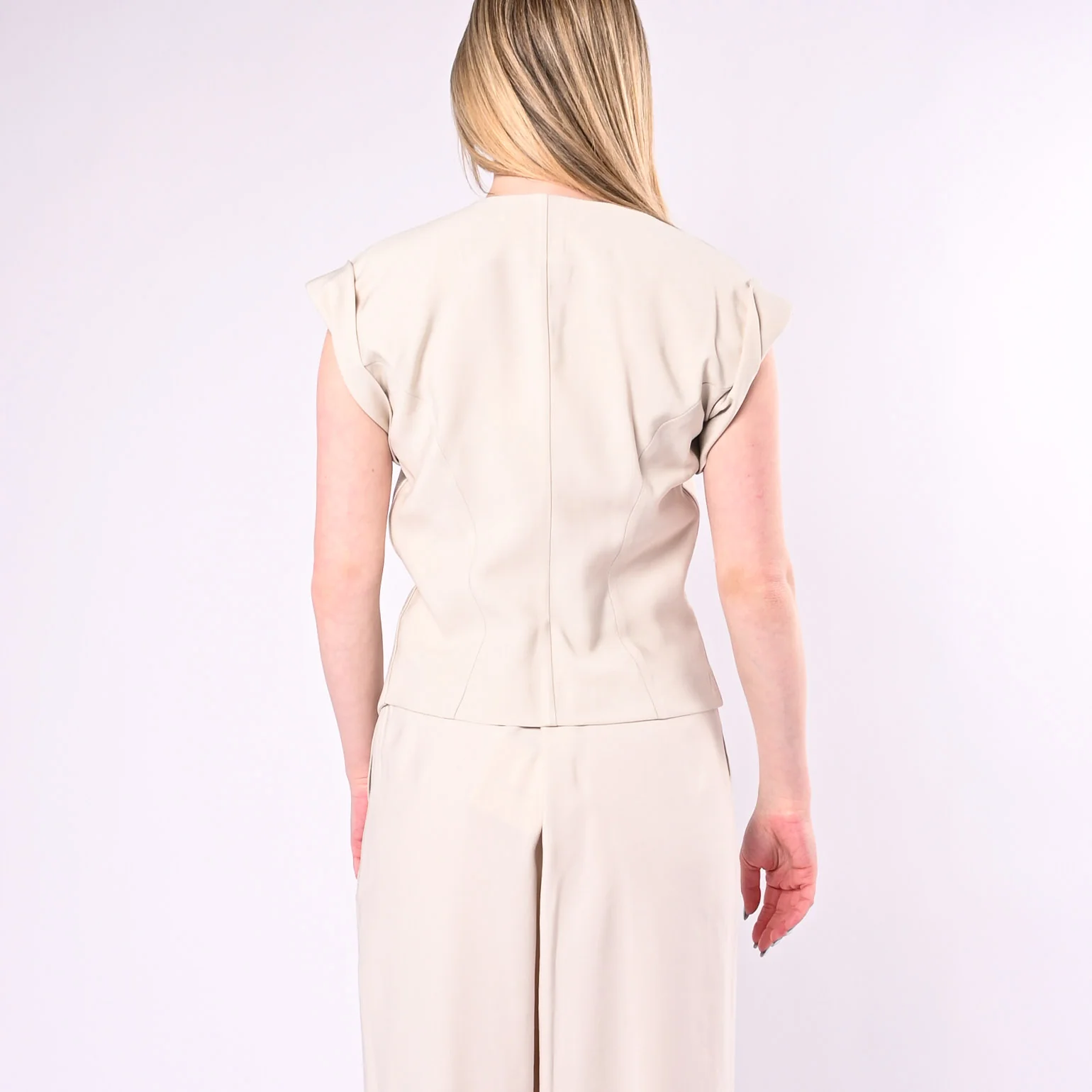 TENSIONE IN - GILET CON BAVERO ASIMMETRICO ART. 26D4720/A - AVORIO - Image 5