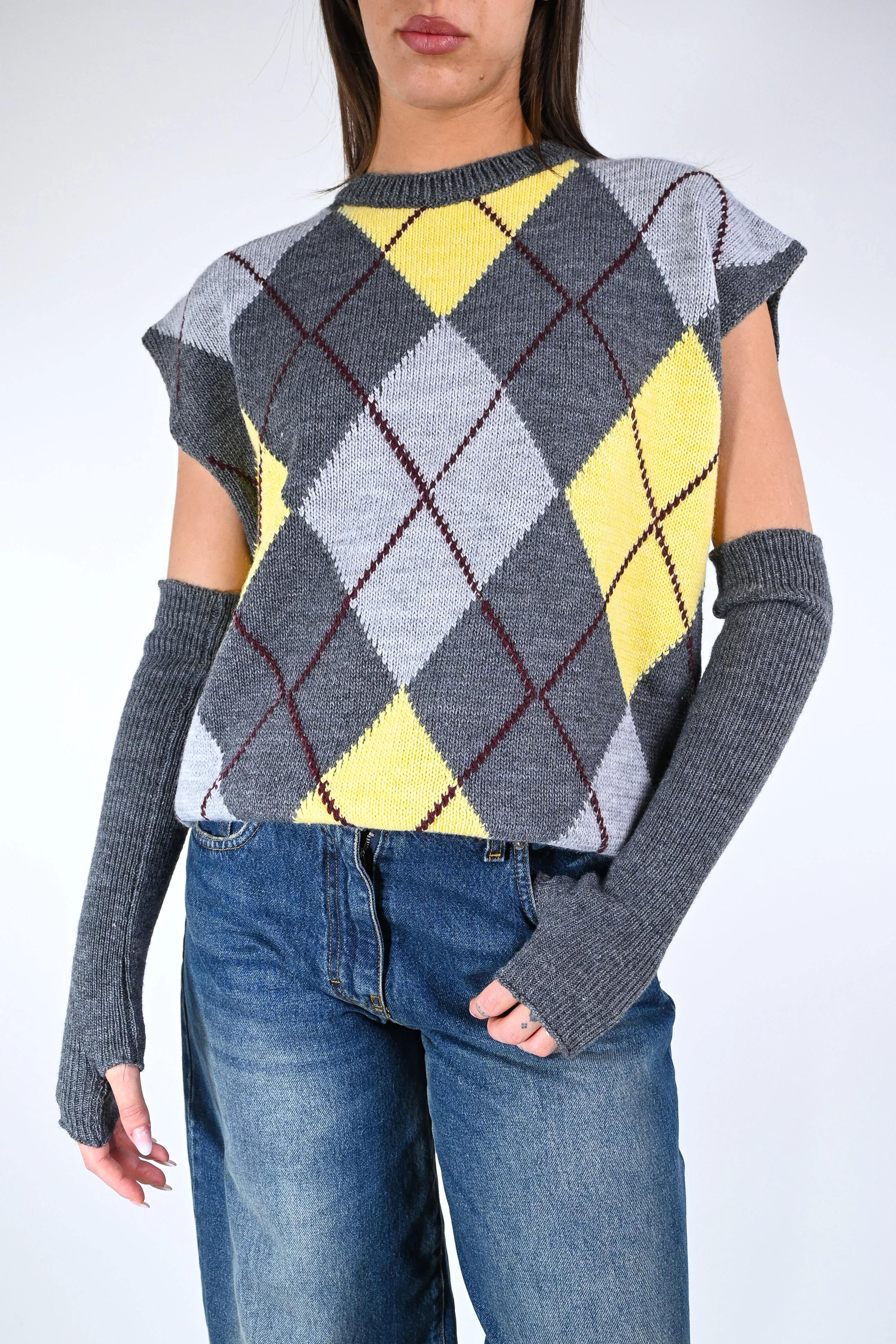 TENSIONE IN - GILET CON MANICOTTI ART.W5HMT34A400 - GRIGIO
