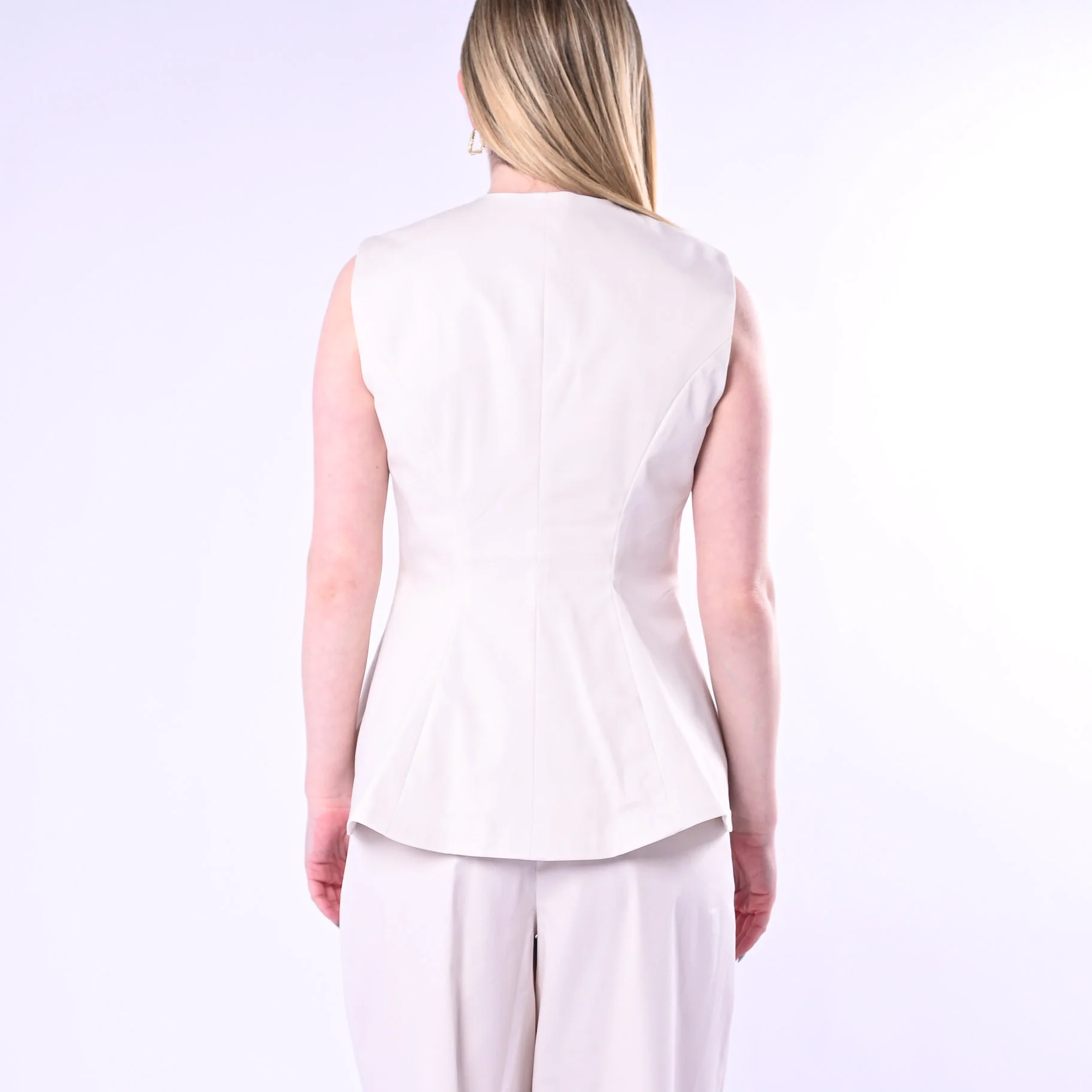 TENSIONE IN - GILET LUNGO SVASATO ART.26D4937/P - PANNA - Image 5