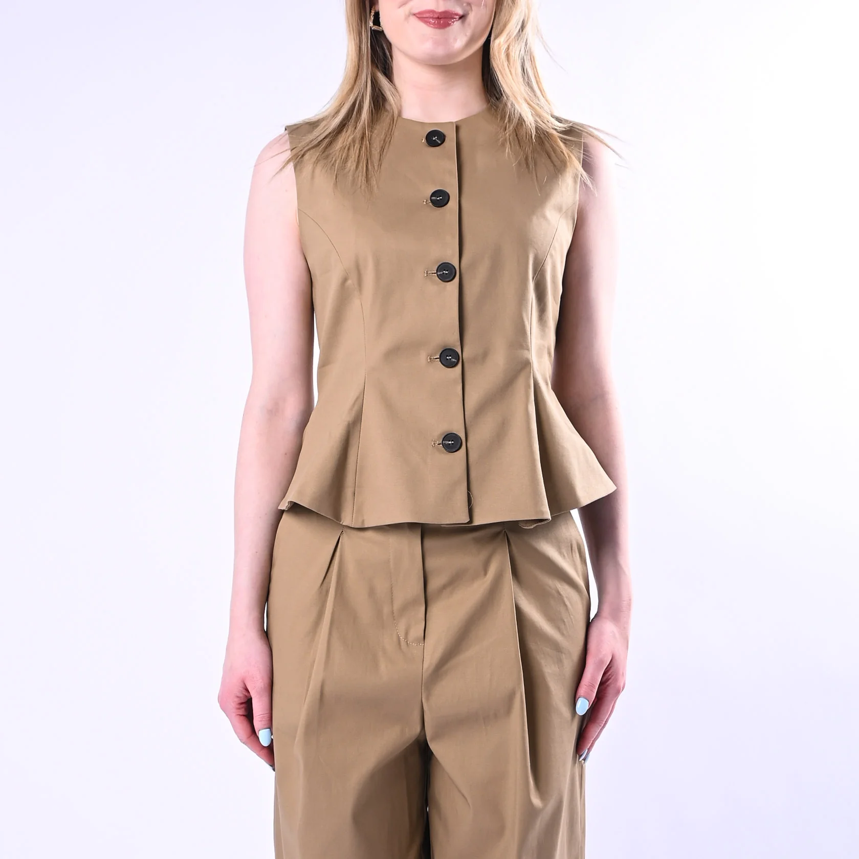 TENSIONE IN - GILET SVASATO IN COTONE ART.26D4508/C - CAMMELLO - Image 3