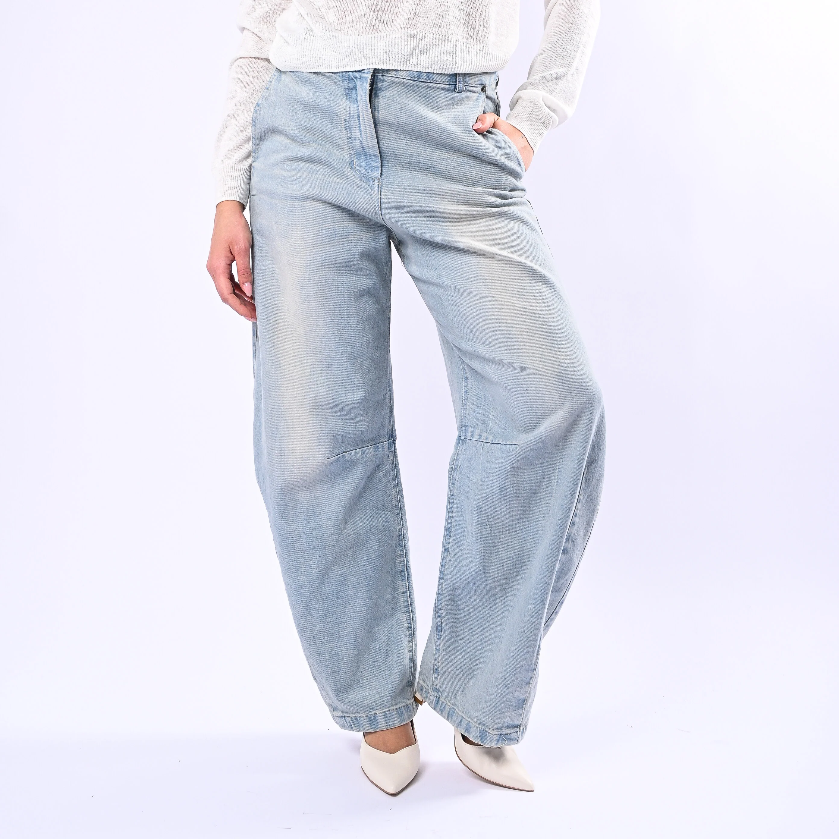 TENSIONE IN - JEANS BALLON TASCA FRANCESE ART.S26P282 - STONE BLEACH