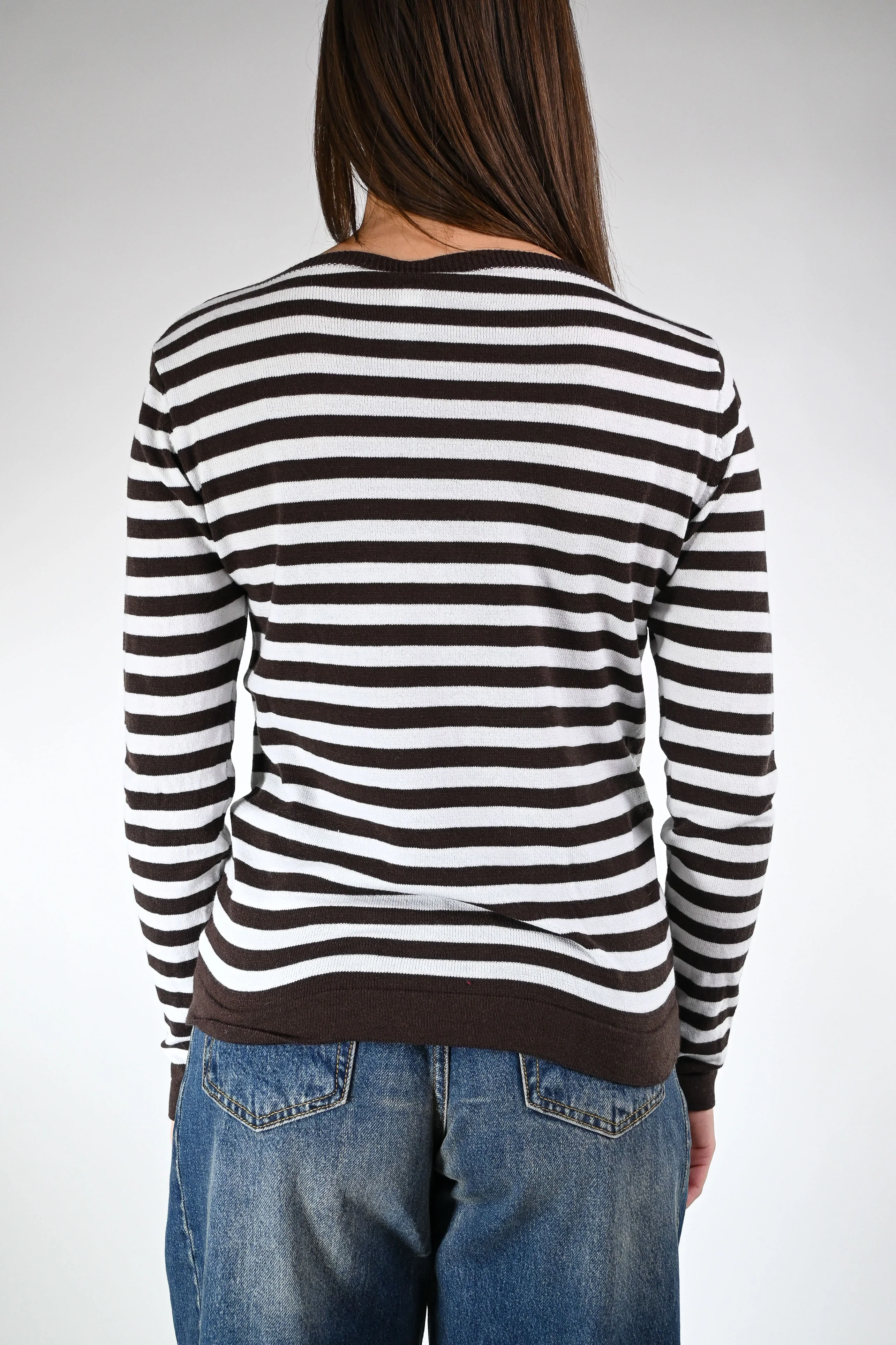 TENSIONE IN - MAGLIA A RIGHE IN VISCOSA ART.26075 - MORO/LATTE - Image 4