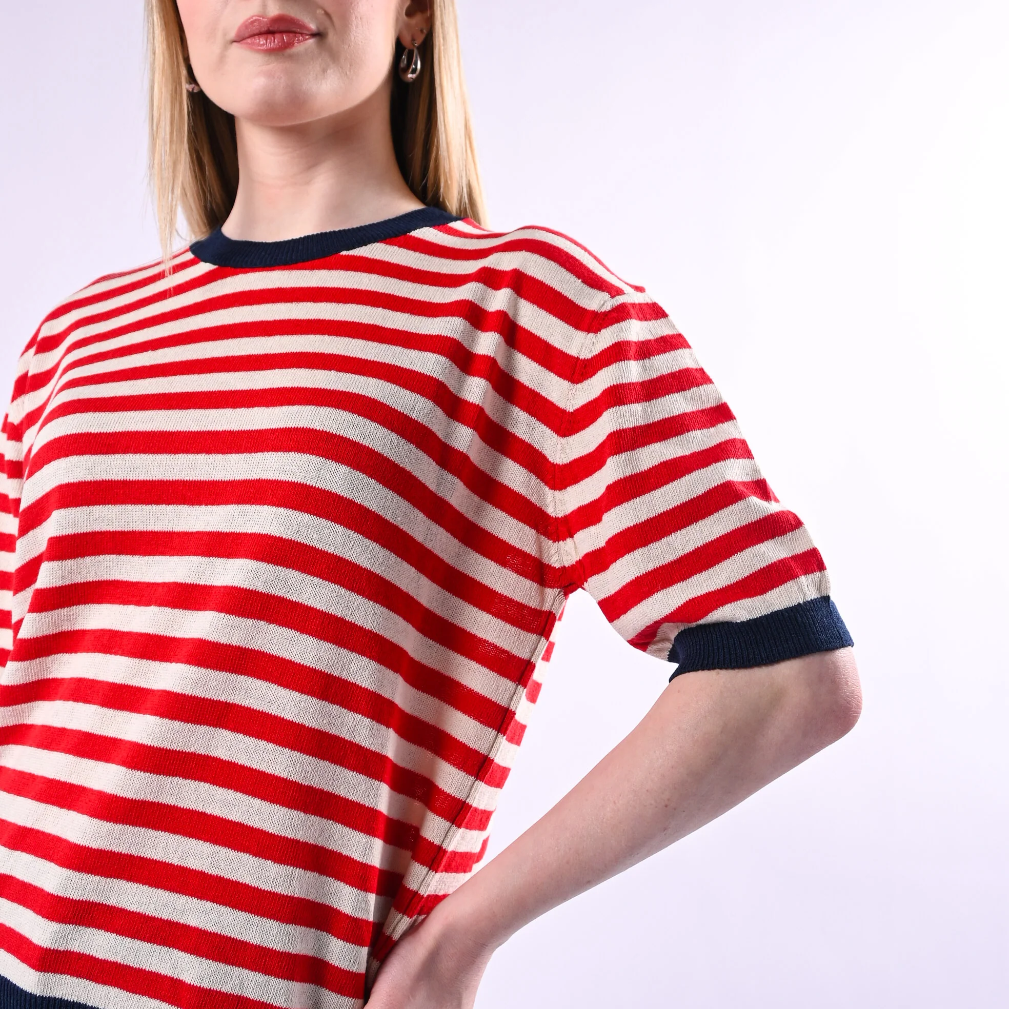 TENSIONE IN - MAGLIA A RIGHE MEZZA MANICA ART. 26295/BLR - BLU/LATTE/ROSSO - Image 5