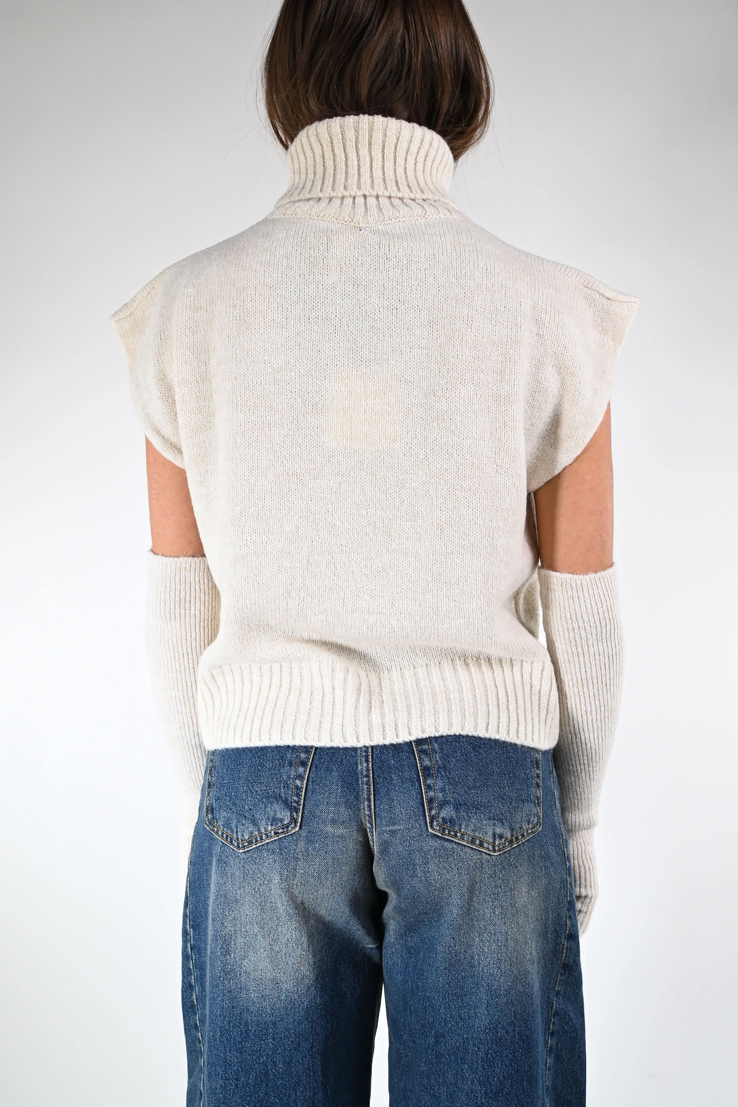 TENSIONE IN - MAGLIA/GILET DOLCEVITA+MANICOTTI ART.T32A373 - BURRO - Image 4