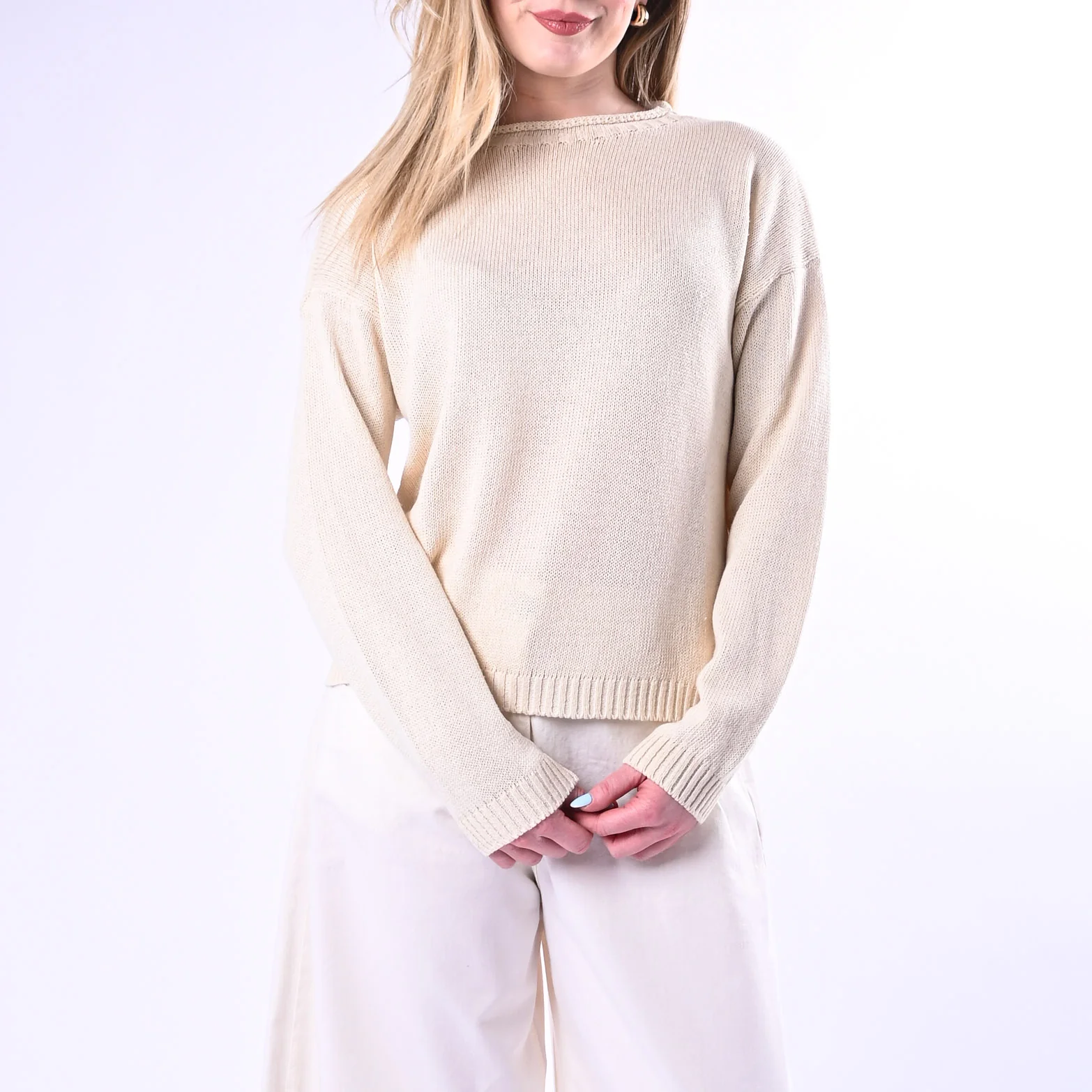 TENSIONE IN - MAGLIA GIROCOLLO ROTOLINO ART.26353/LT - LATTE