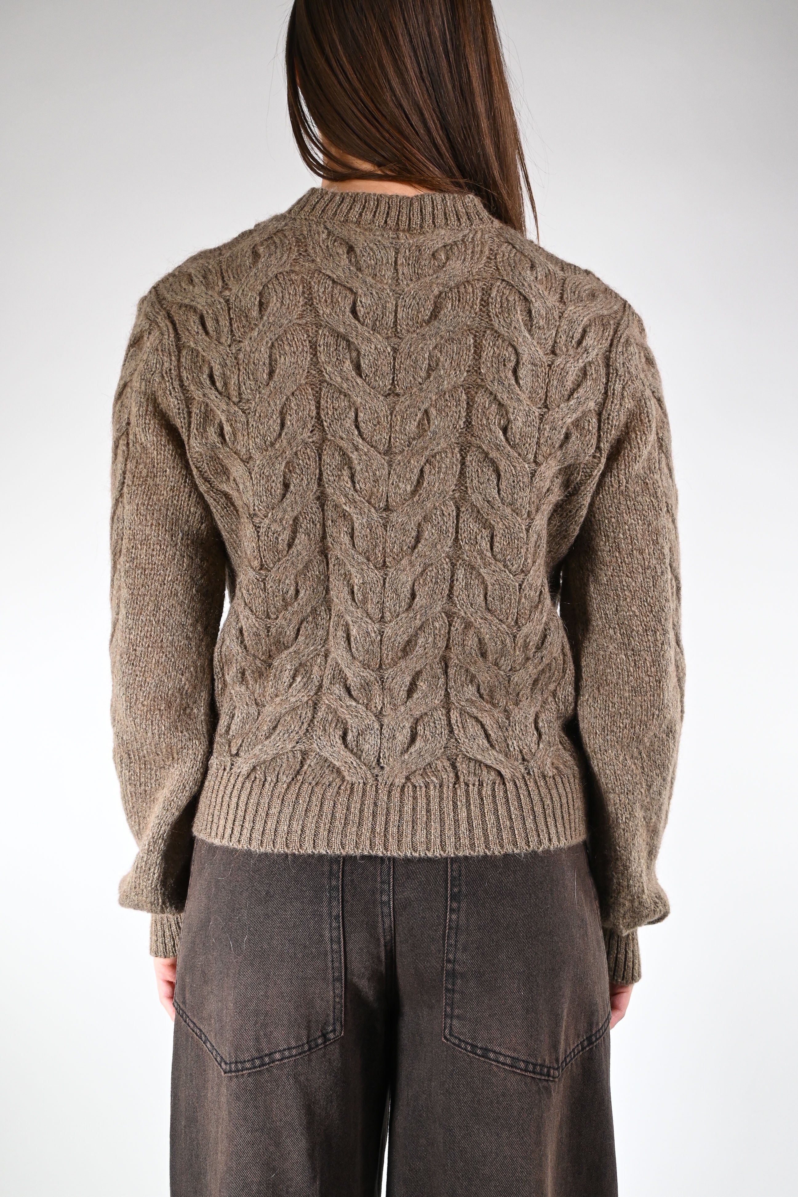 TENSIONE IN - MAGLIA TRECCE MOHAIR ART.J64A401 - FANGO - Image 4