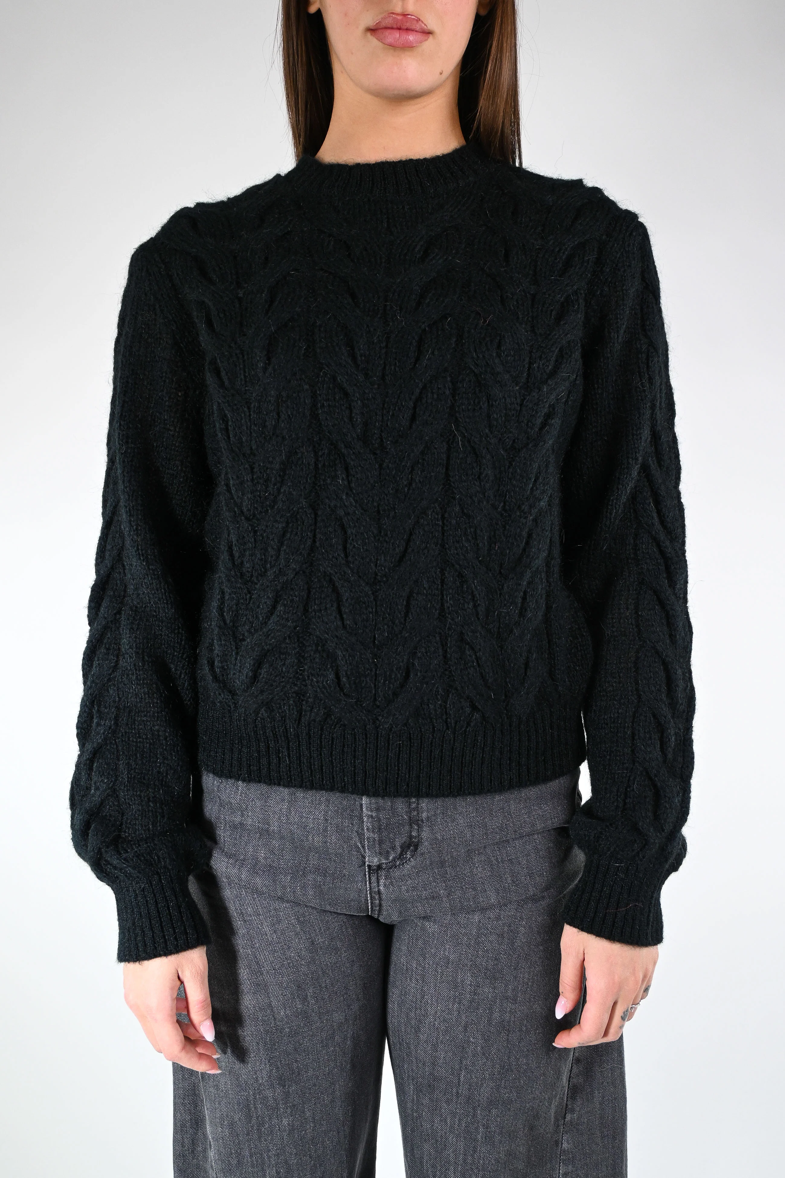 TENSIONE IN - MAGLIA TRECCE MOHAIR ART.J64A401 - NERO - Image 2