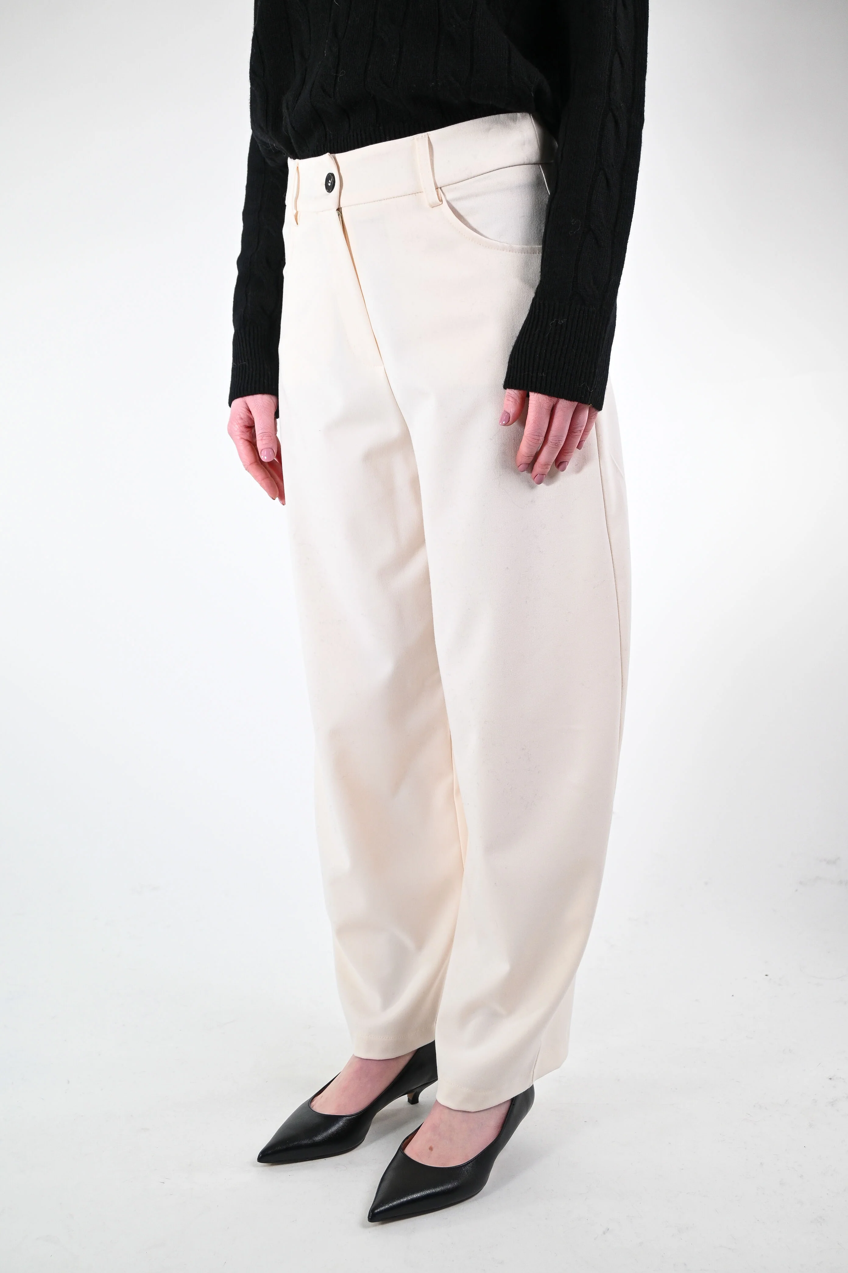 TENSIONE IN - PANTALONE BALLOON FLANELLA ART.26P1743 - PANNA - Image 3