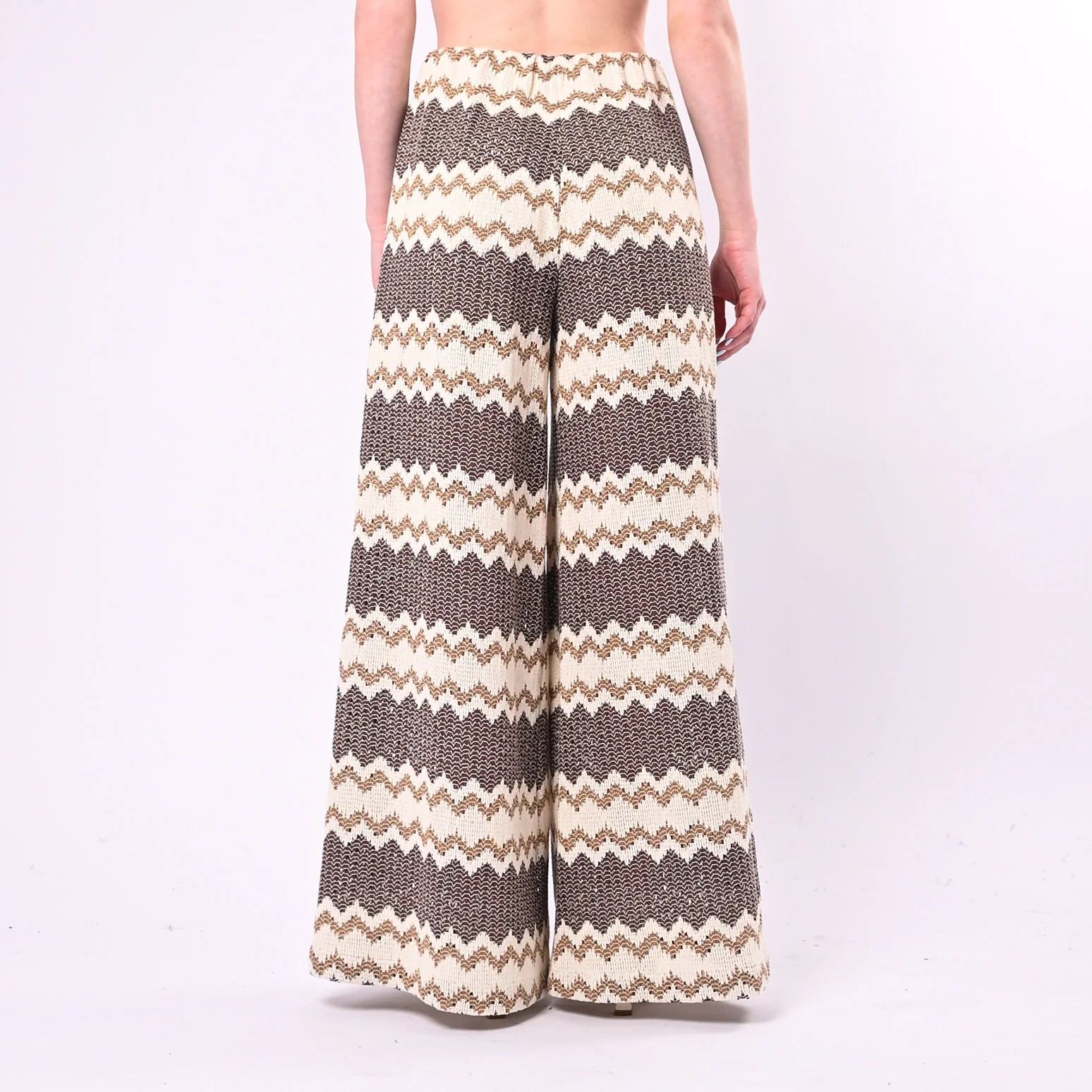 TENSIONE IN - PANTALONE CROCHET FANTASIA ETNICA ART. S26PC05/PM - PANNA/MORO - Image 4