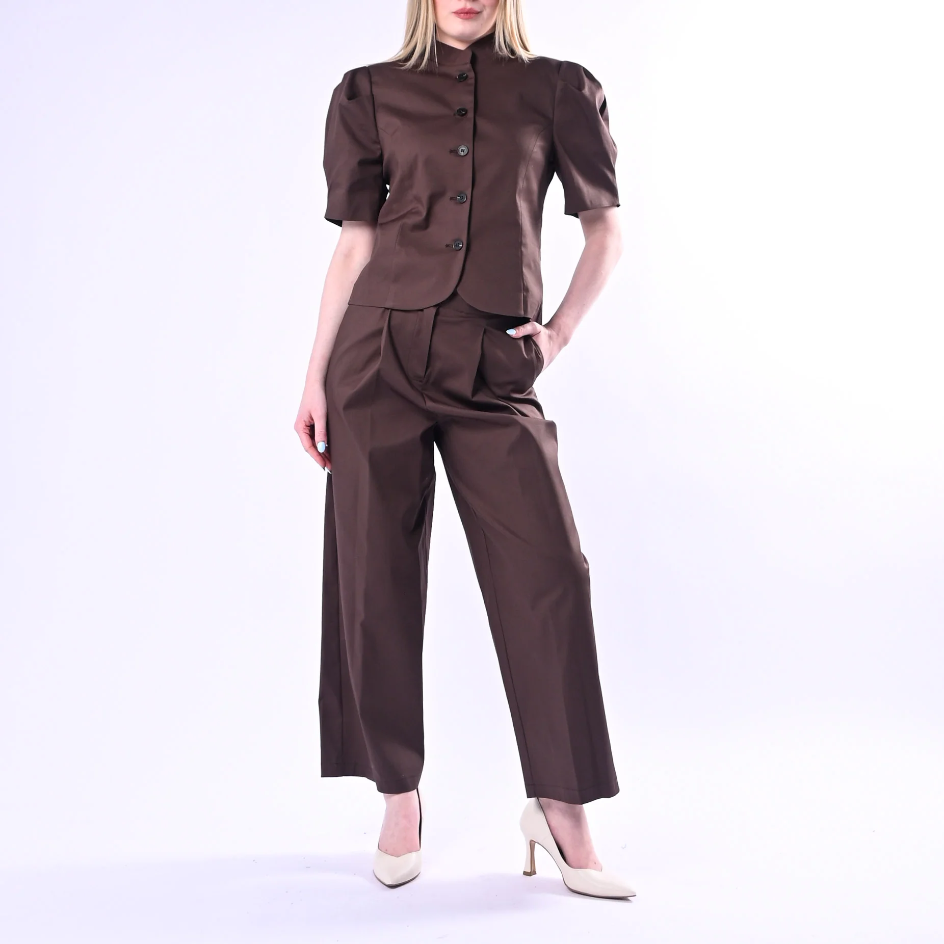 TENSIONE IN - PANTALONE DRITTO CON PINCES ART.26P4516/M - MORO - Image 6