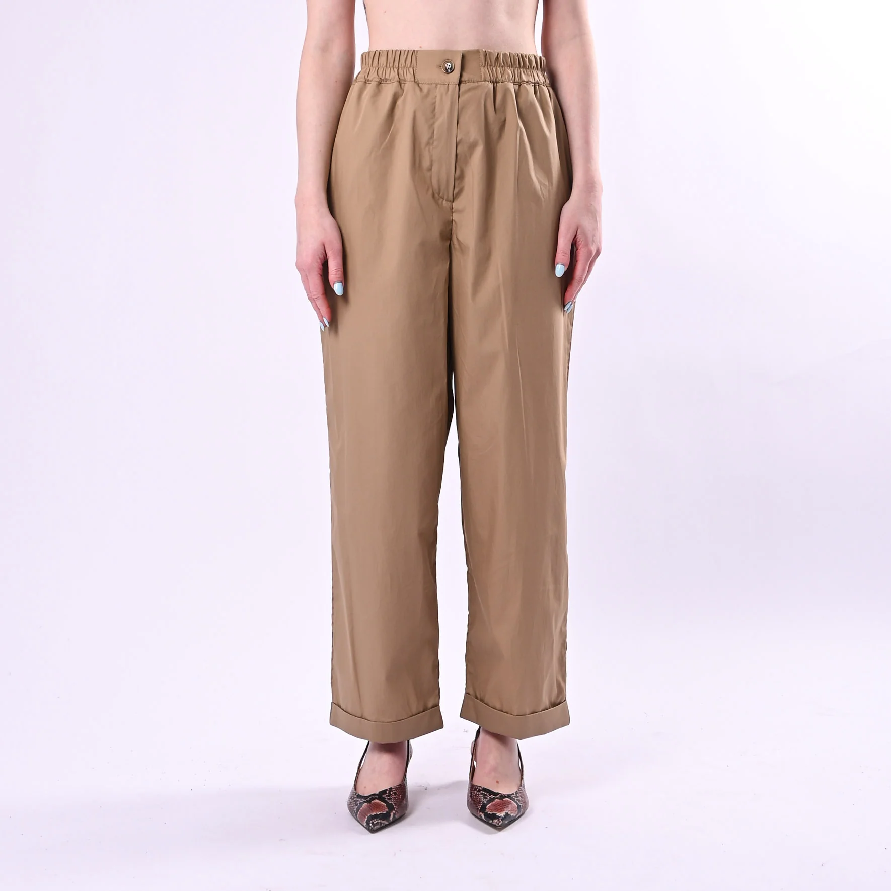 TENSIONE IN - PANTALONE DRITTO IN POPELINE ART. 26P4936/C - COGNAC - Image 2