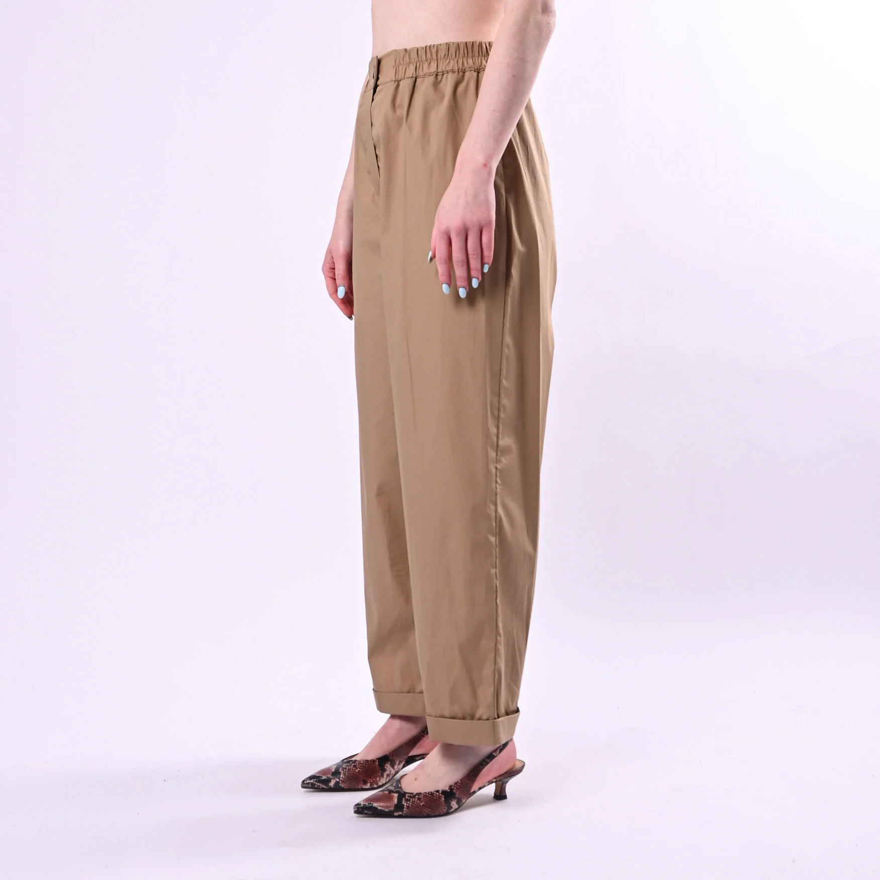 TENSIONE IN - PANTALONE DRITTO IN POPELINE ART. 26P4936/C - COGNAC - Image 3