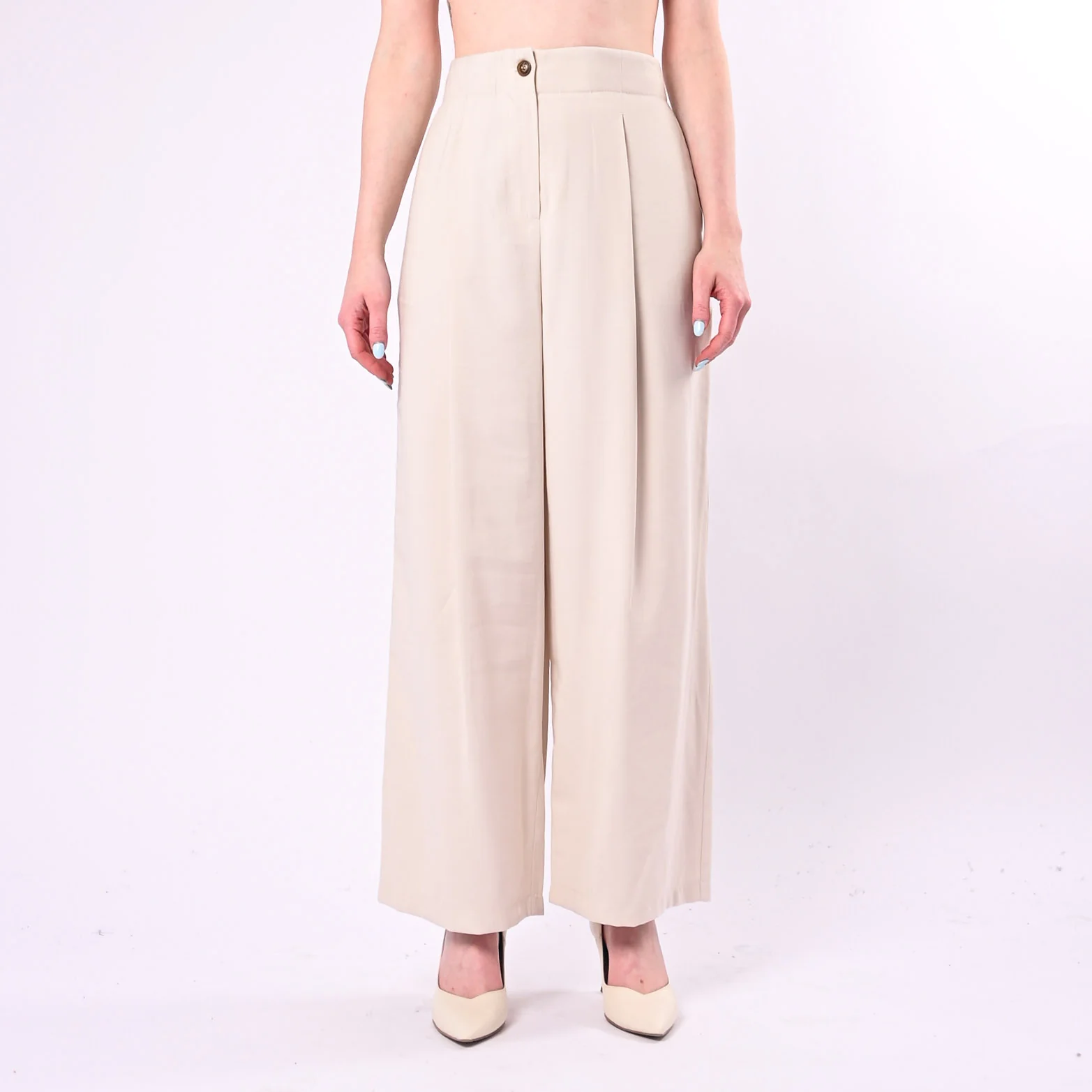 TENSIONE IN - PANTALONE PALAZZO CON PINCES ART. 26P4818/A - AVORIO - Image 2