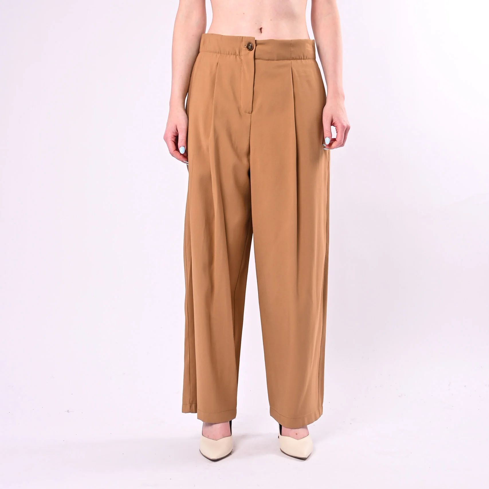 TENSIONE IN - PANTALONE PALAZZO CON PINCES ART. 26P4818/C - CAMMELLO - Image 2
