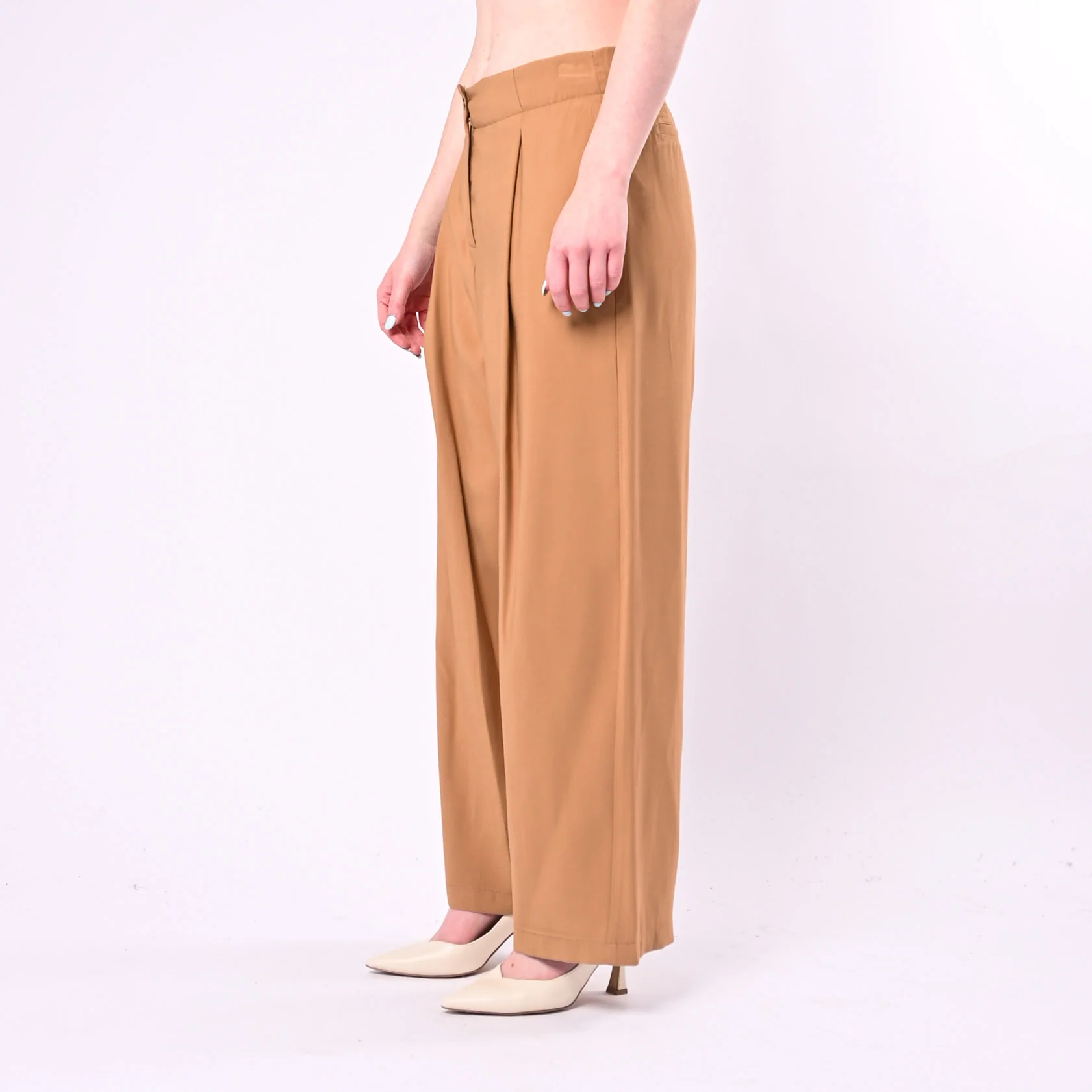 TENSIONE IN - PANTALONE PALAZZO CON PINCES ART. 26P4818/C - CAMMELLO - Image 3