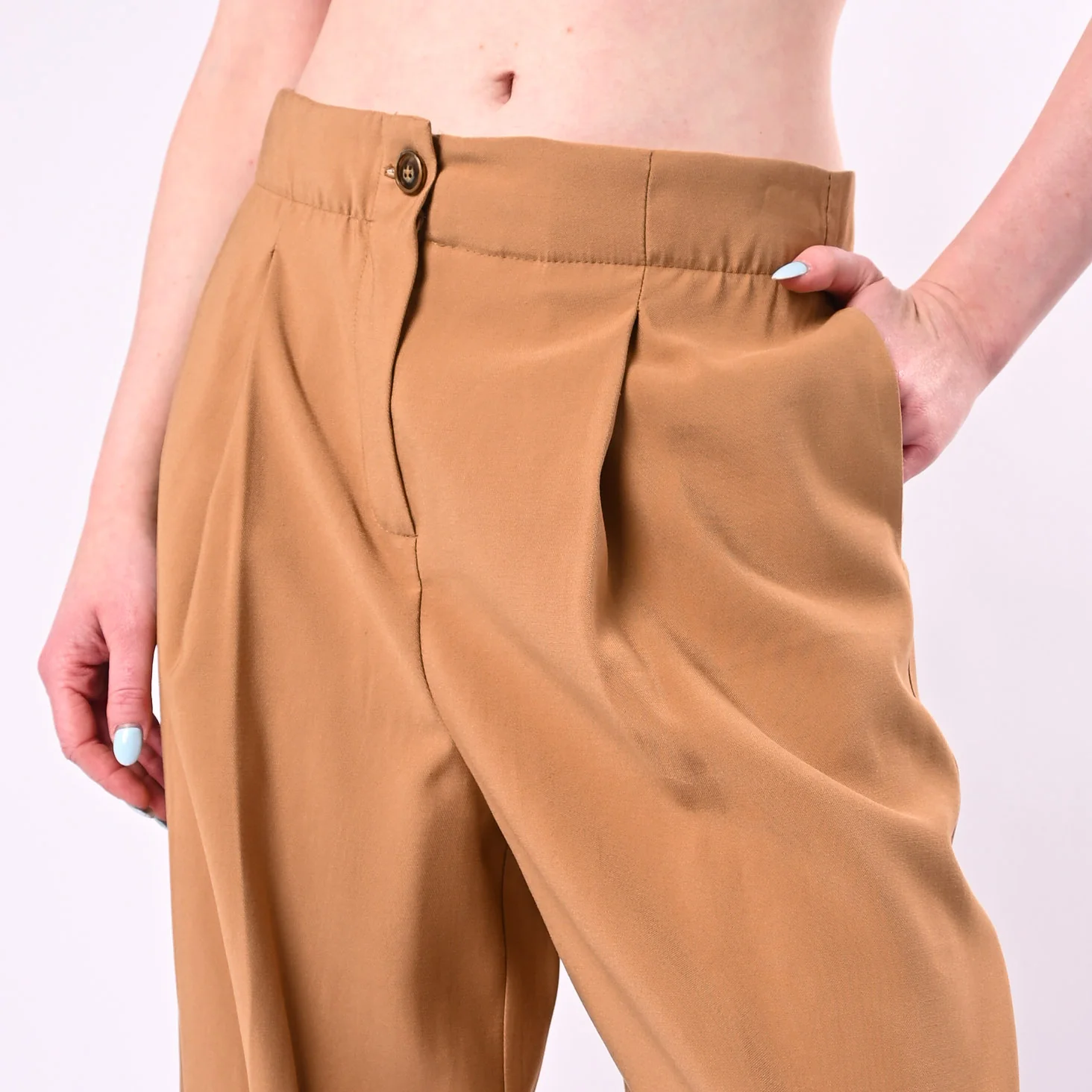 TENSIONE IN - PANTALONE PALAZZO CON PINCES ART. 26P4818/C - CAMMELLO - Image 5