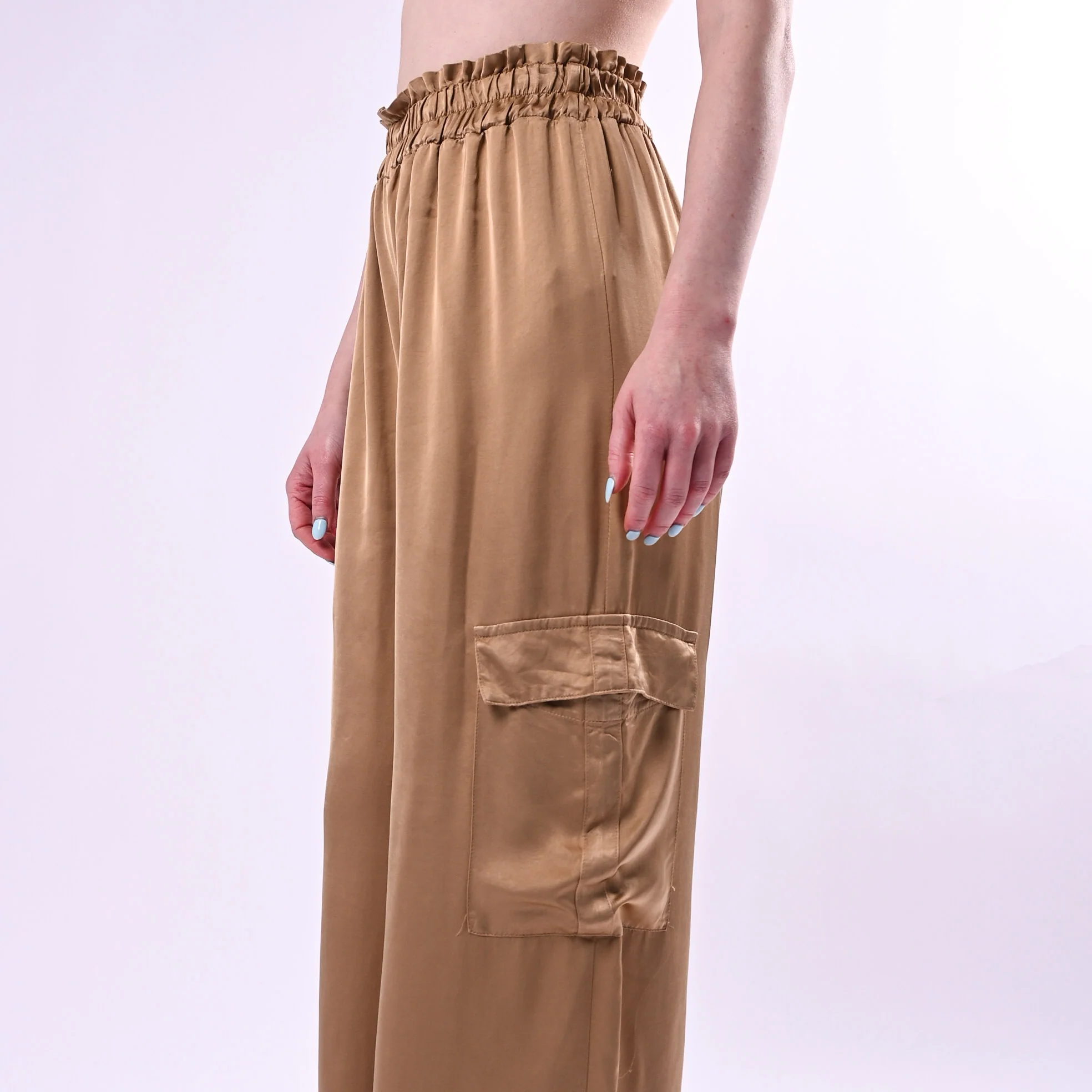 TENSIONE IN - PANTALONE PALAZZO CON TASCONI ART. G433P22R/D - DESERTO - Image 5