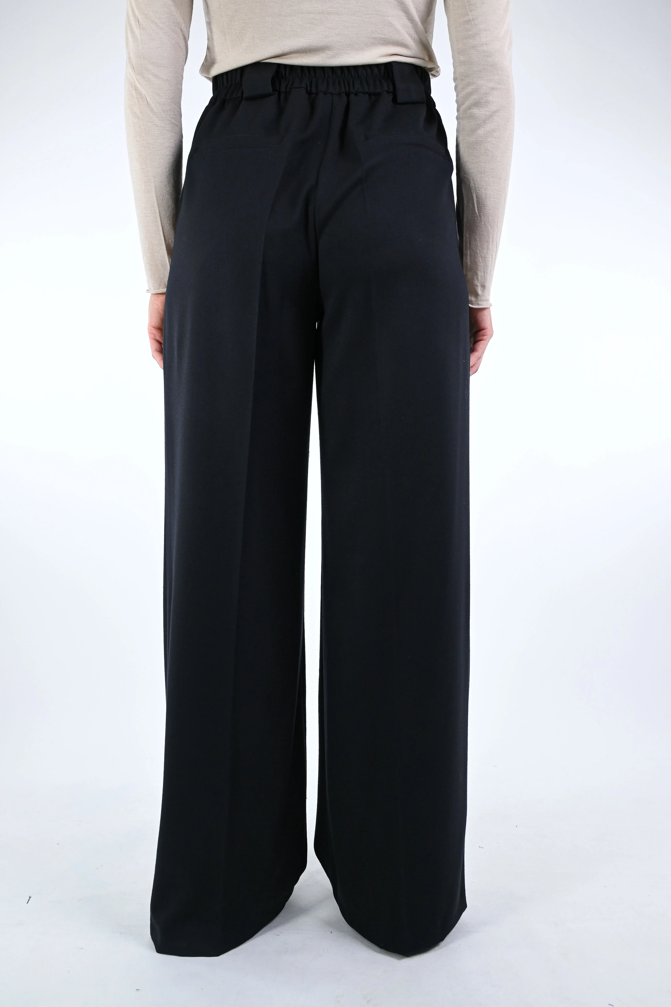 TENSIONE IN - PANTALONE PALAZZO FLANELLA ART.26P1575 - NERO - Image 4