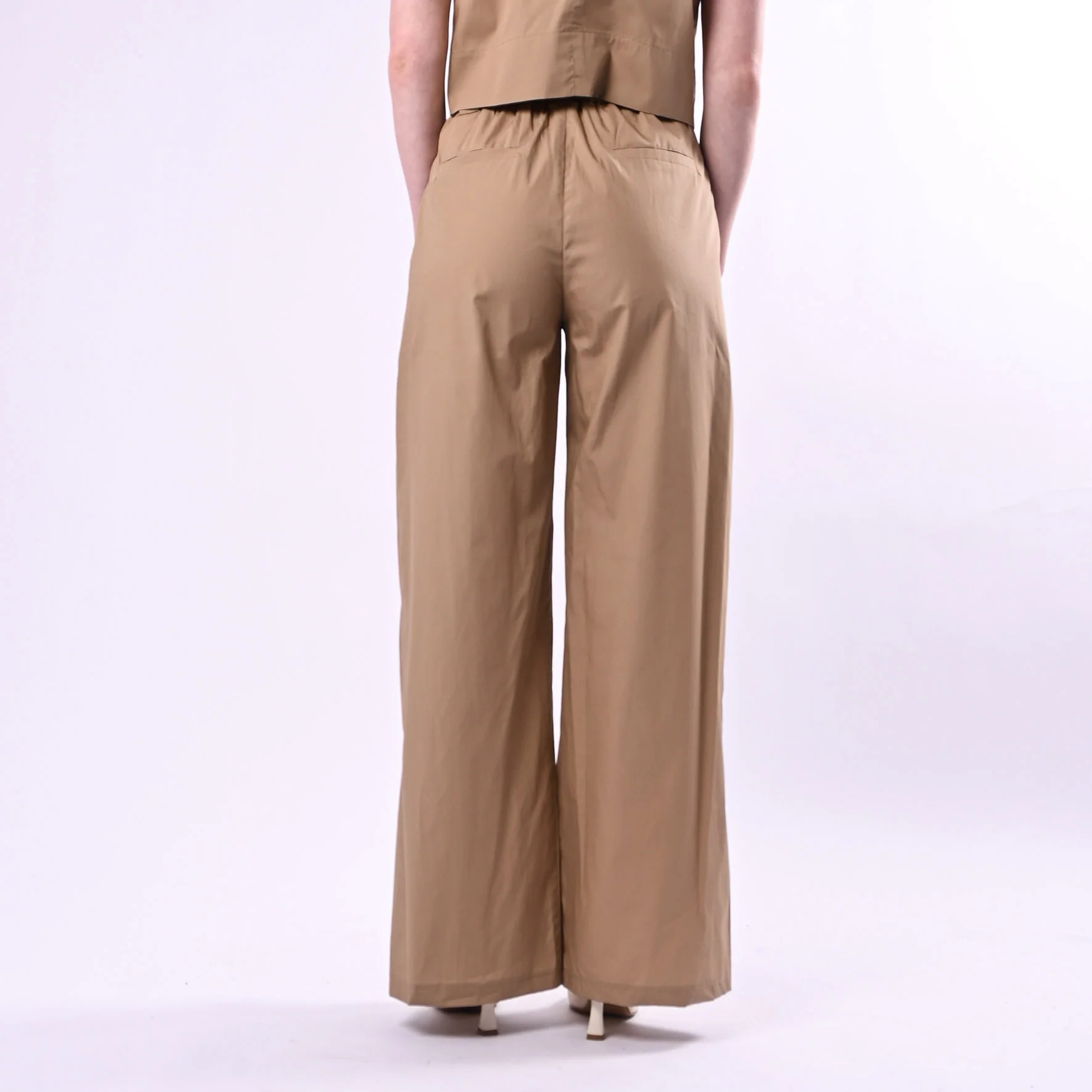 TENSIONE IN - PANTALONE PALAZZO TELA VELA ART.26P4934/C - COGNAC - Image 4
