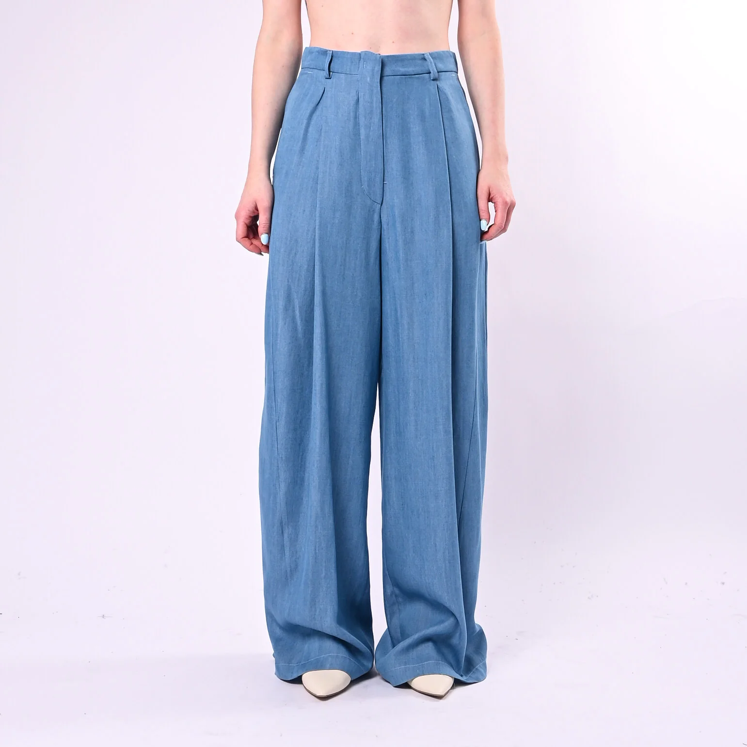TENSIONE IN - PANTALONI BALLOON IN LYOCELL CON PINCES ART. S26PE21/C - CELESTE - Image 2