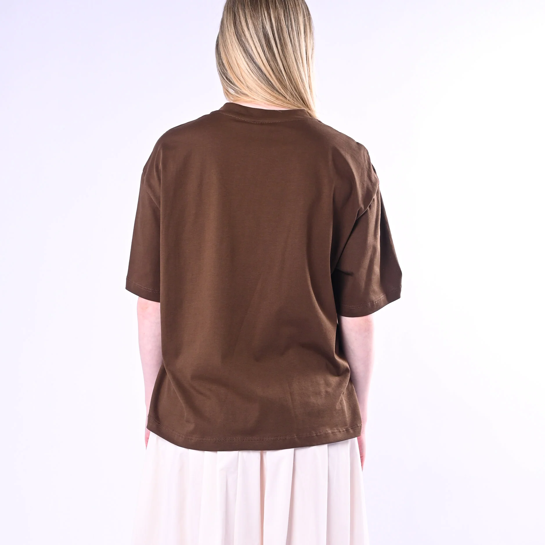 TENSIONE IN - T-SHIRT A SCATOLA TASCA PAILLETTES ART.260112/M - MORO - Image 4
