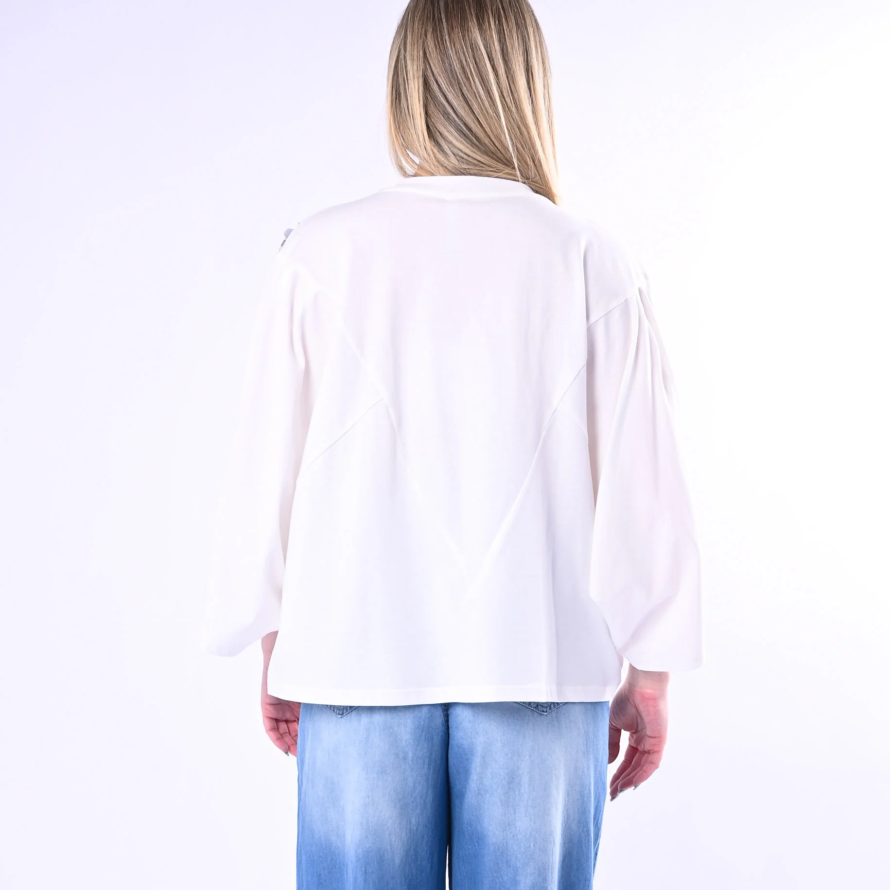 TENSIONE IN - T-SHIRT OVER CON INSERTO PAILLETTES ART.260191/B - BIANCO - Image 4