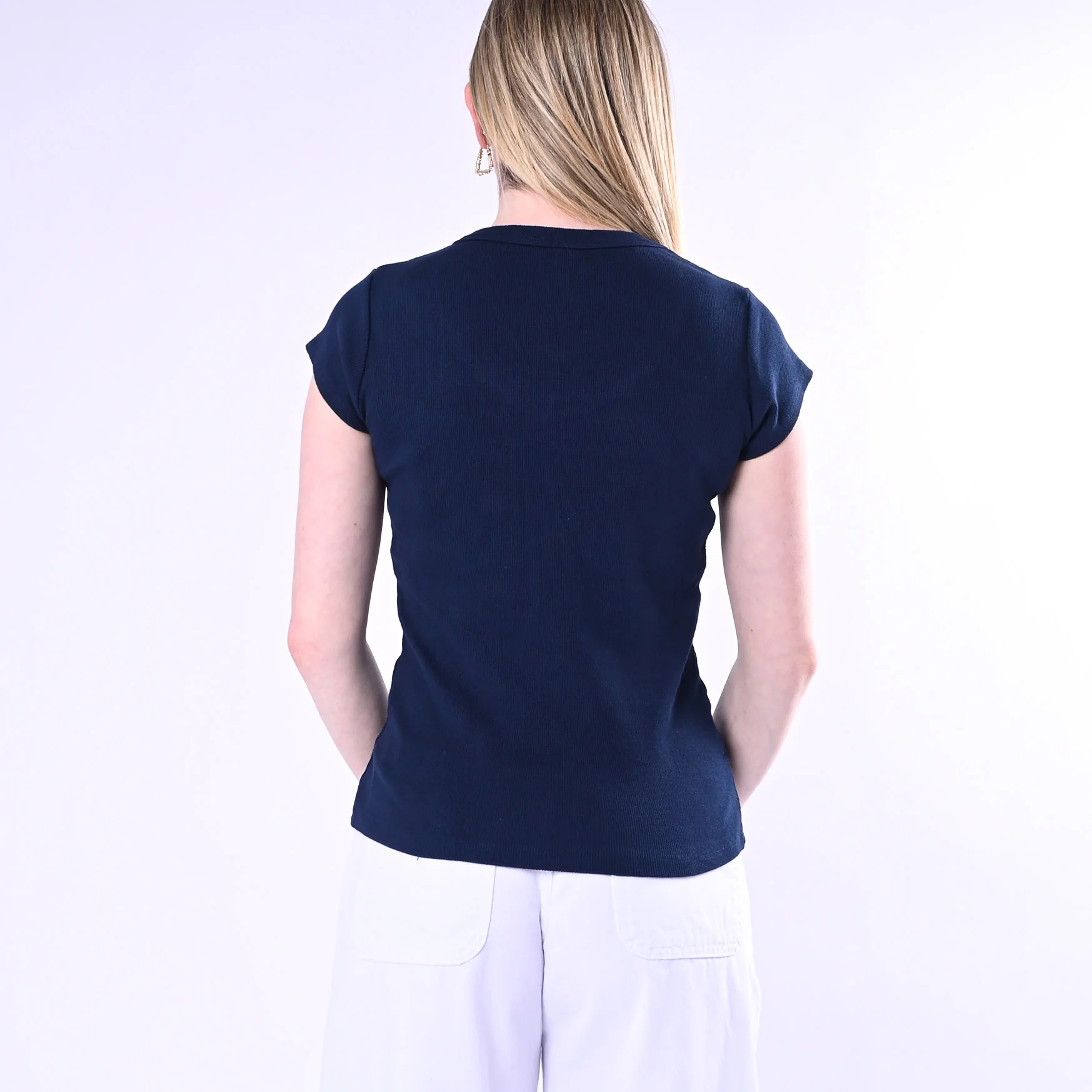 TENSIONE IN - T-SHIRT SCOLLO V A COSTINE ART.21005/B - BLU - Image 4