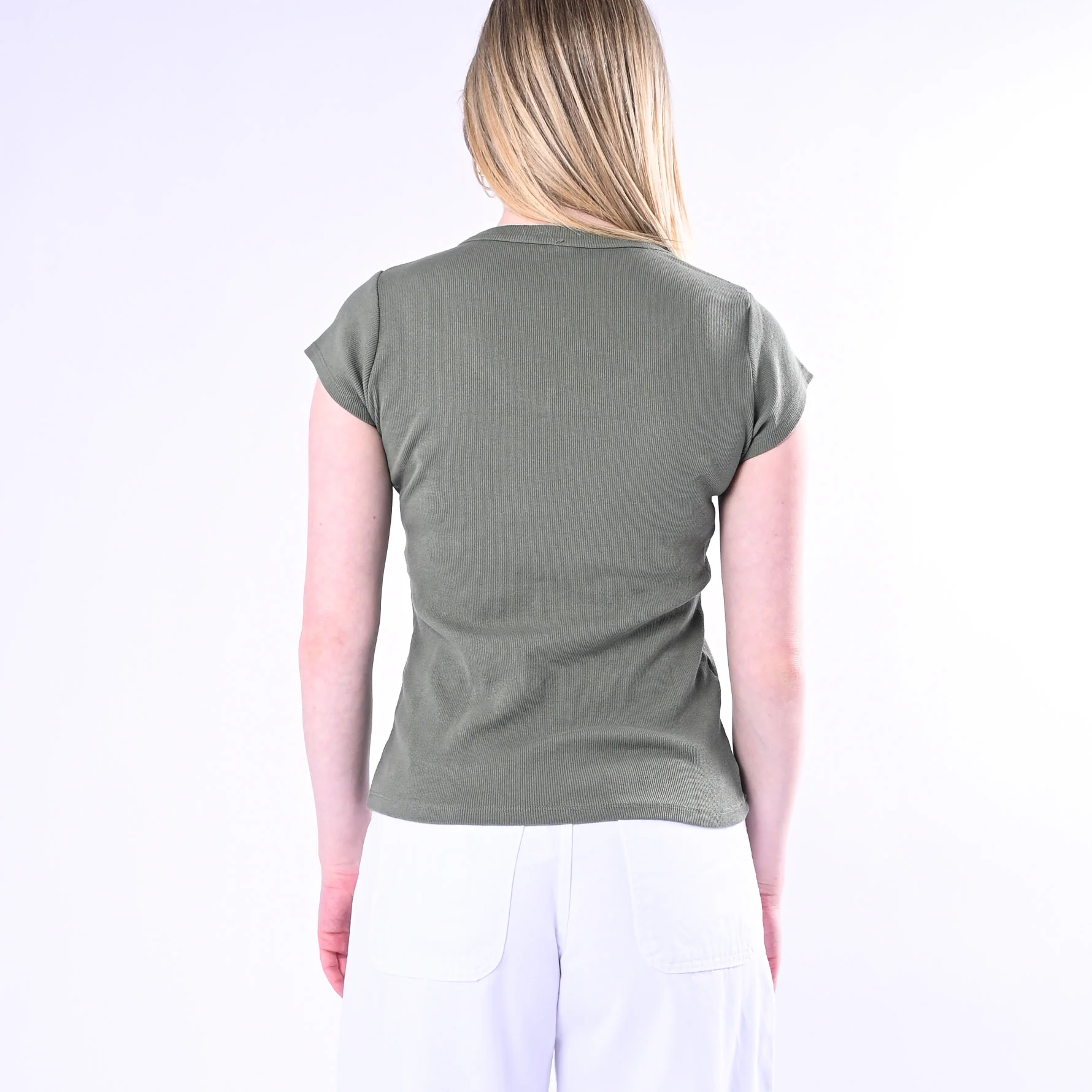TENSIONE IN - T-SHIRT SCOLLO V A COSTINE ART.21005/M - MILITARE - Image 4