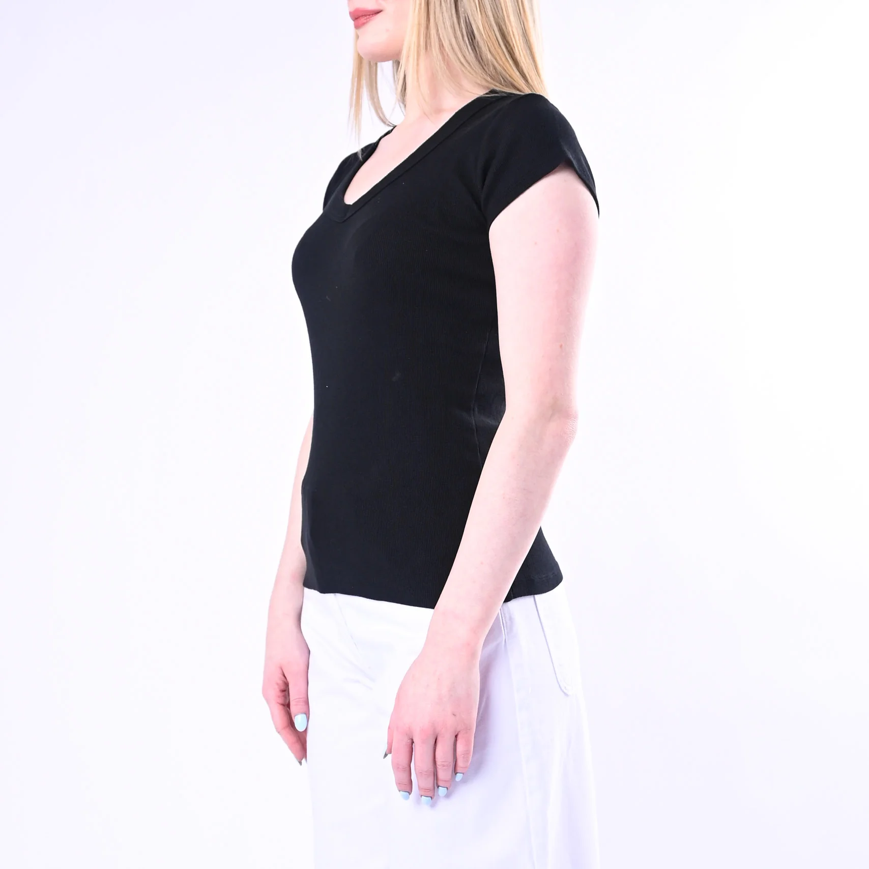 TENSIONE IN - T-SHIRT SCOLLO V A COSTINE ART.21005/N - NERO - Image 3