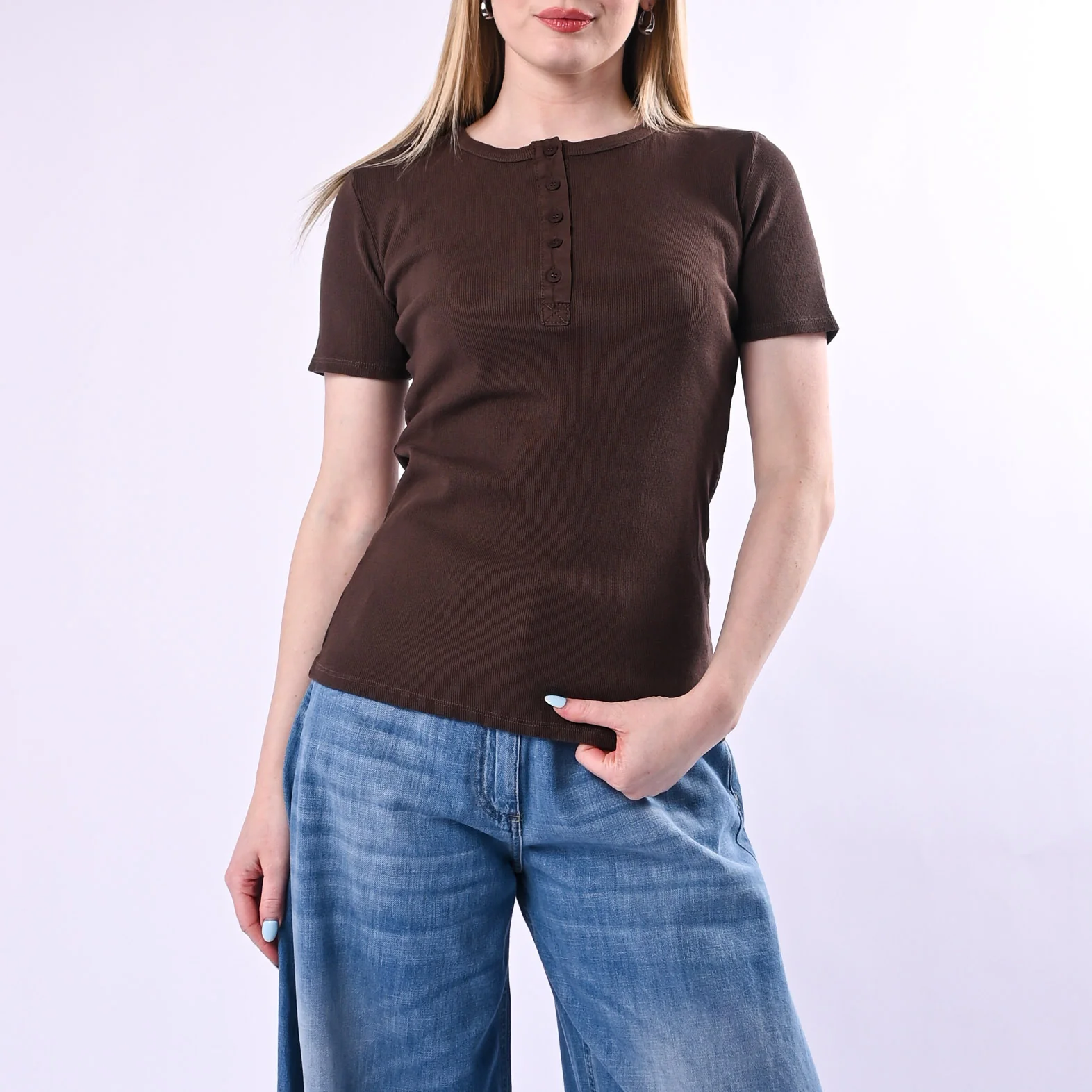TENSIONE IN - T-SHIRT SERAFINO A COSTINE ART. 21006/C - CIOCCOLATO