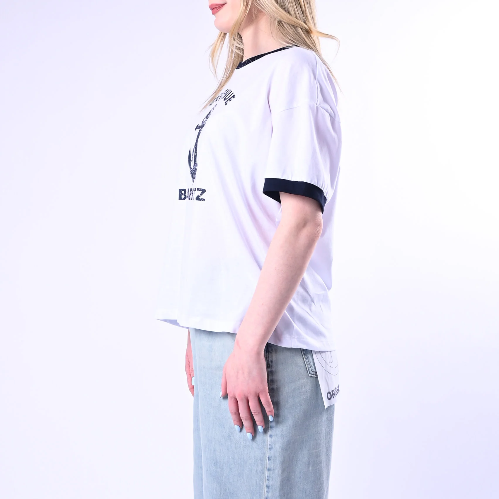 TENSIONE IN - T-SHIRT STAMPA ANCORA ART.26M4734/BB - BIANCO/BLU - Image 3