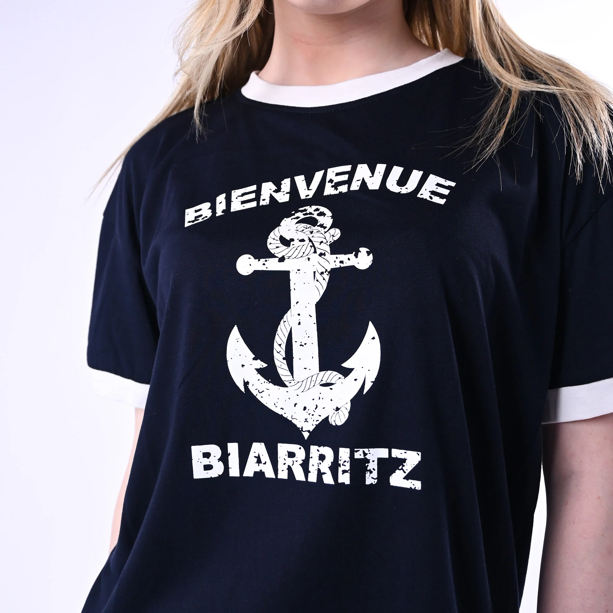 TENSIONE IN - T-SHIRT STAMPA ANCORA ART.26M4734/BP - BLU/PANNA - Image 4