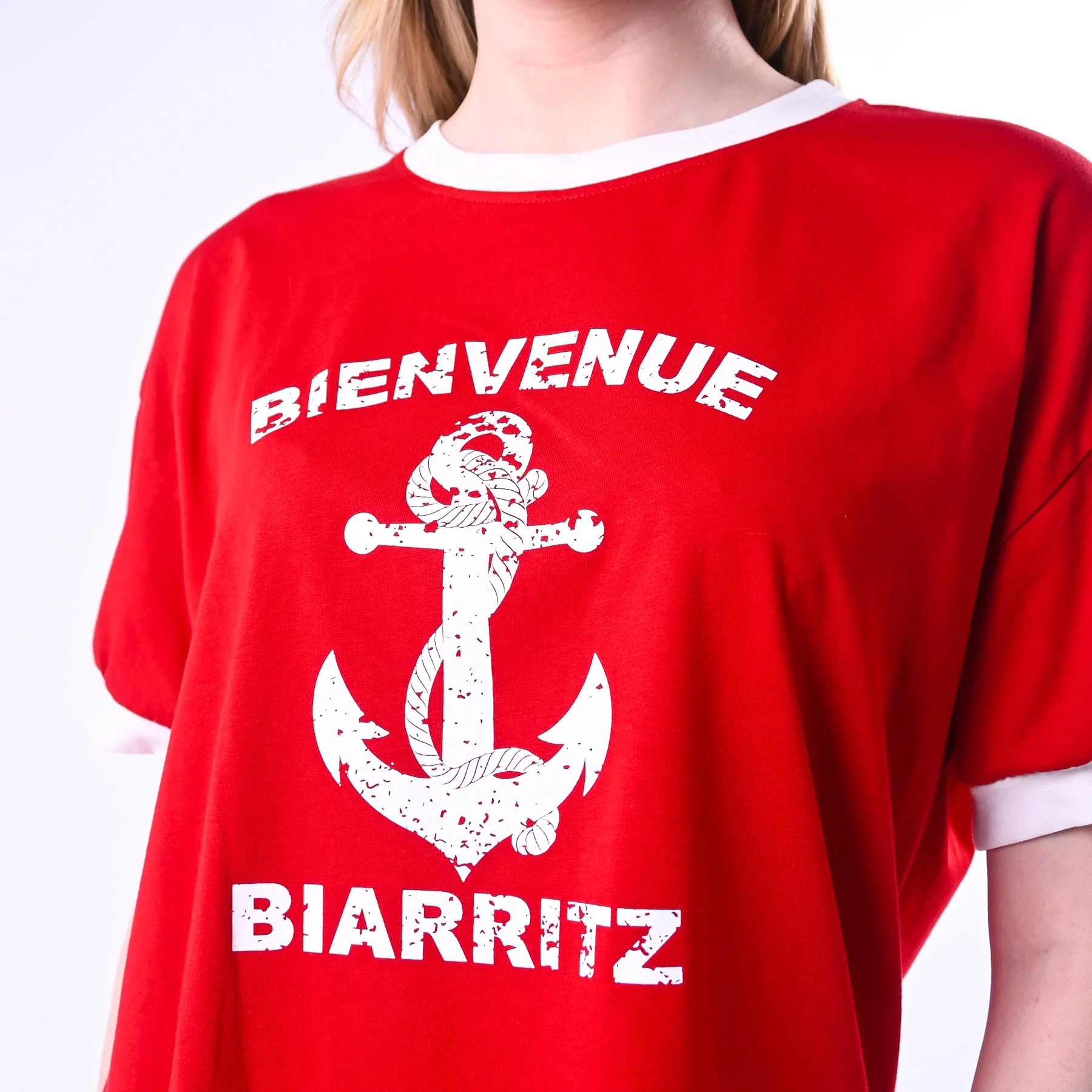 TENSIONE IN - T-SHIRT STAMPA ANCORA ART.26M4734/RP - ROSSO/PANNA - Image 4