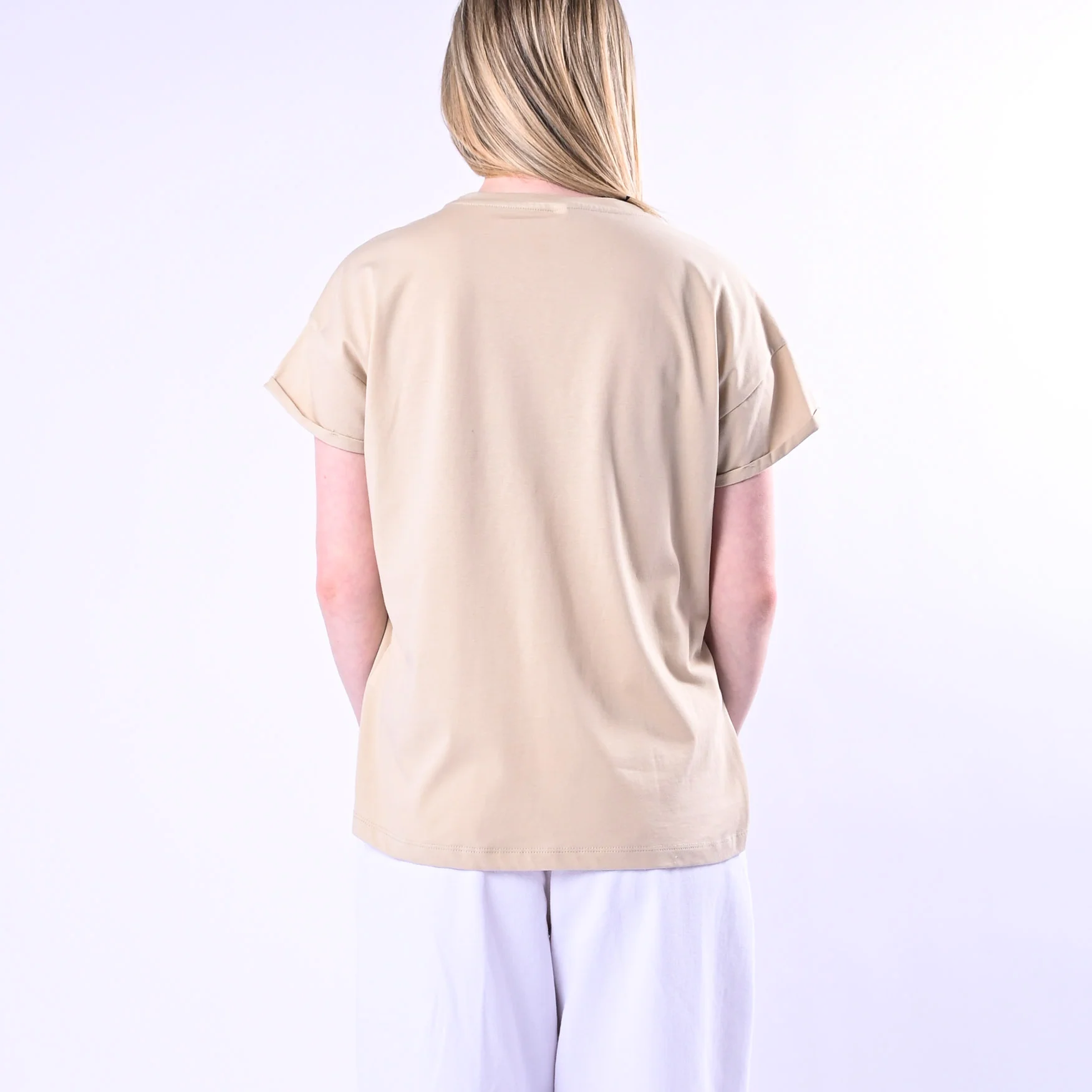 TENSIONE IN - T-SHIRT STAMPA N°5 ART.26M4385/BB - BEIGE/BLU - Image 4